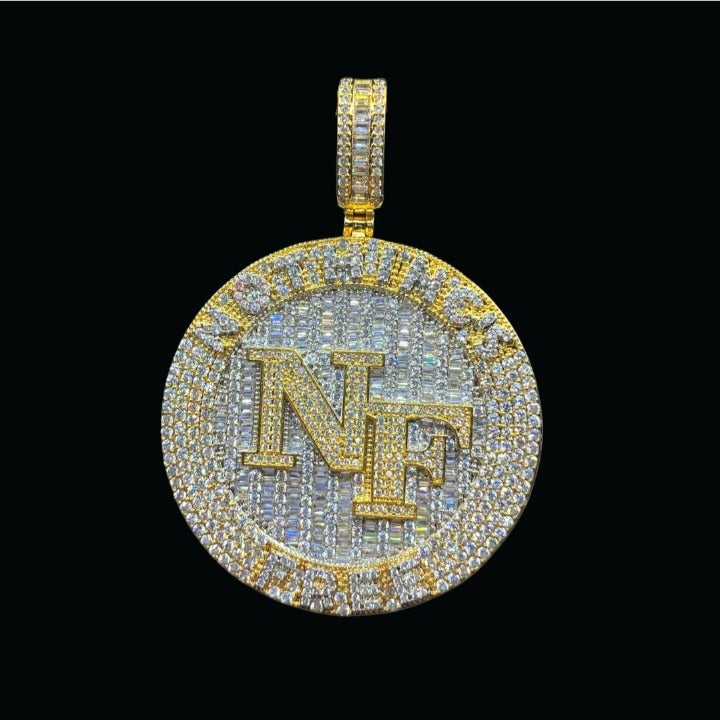 Iced Out Round NOTHING'S FREE Two Tone Color Pendant