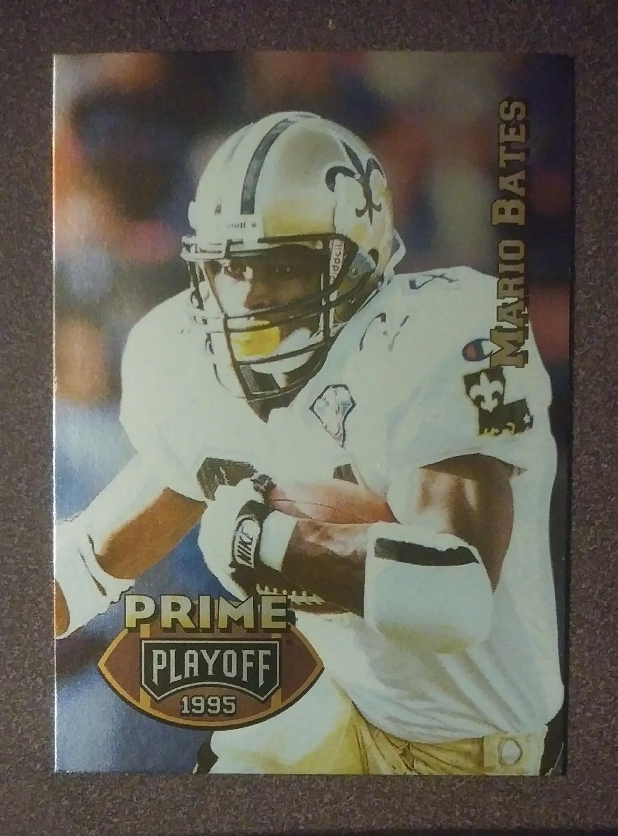 1995 Prime Playoff Mario Bates New Orleans Saints #8 Team NFL Football Card Vtg
