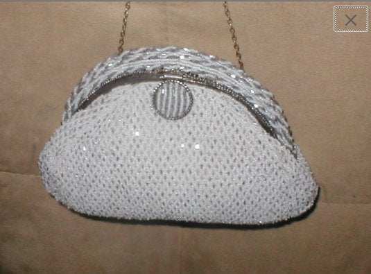 Vintage Dove Gray Beaded Evening Purse