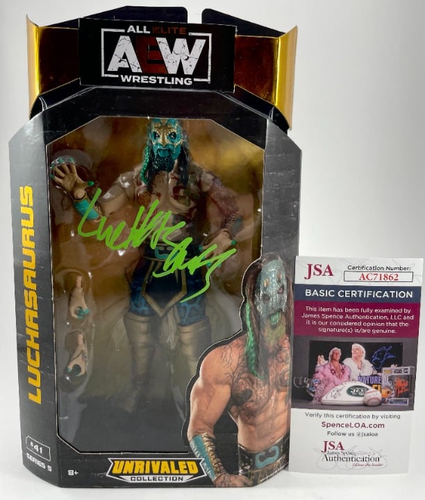 AEW Luchasaurus Signed All Elite Wrestling Unrivaled Figure Autograph JSA COA