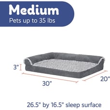 Pet Bed for Dogs & Cats - Tonal Faux Fur & Suede L Chaise Orthopedic Medium