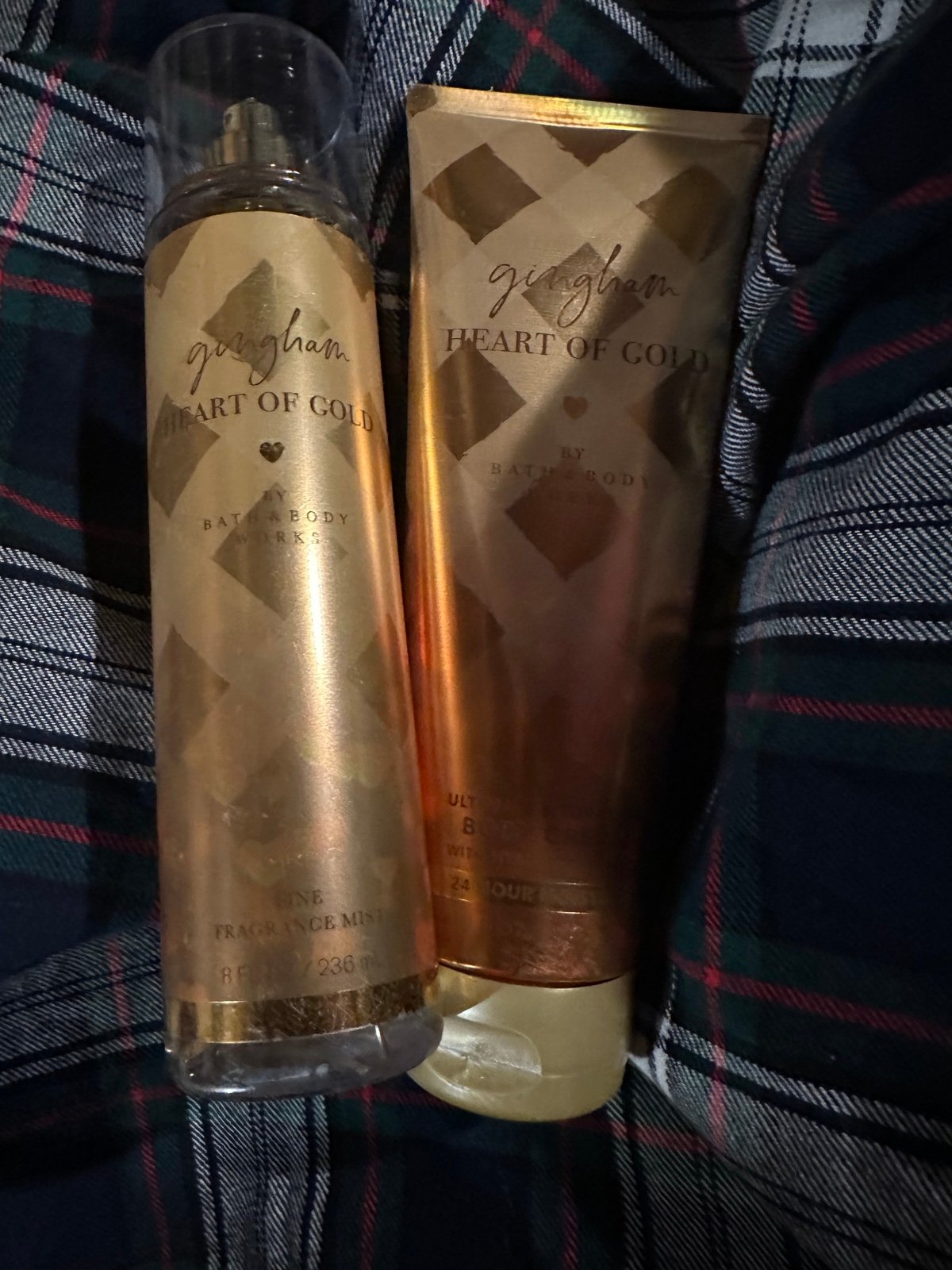RARE Bath & Body Works - Gingham Heart of Gold Set