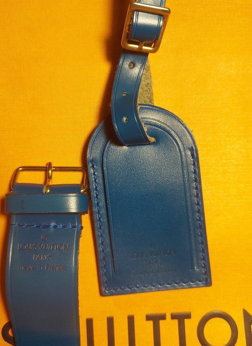 Louis Vuitton Blue Luggage Tag and Poignet Set