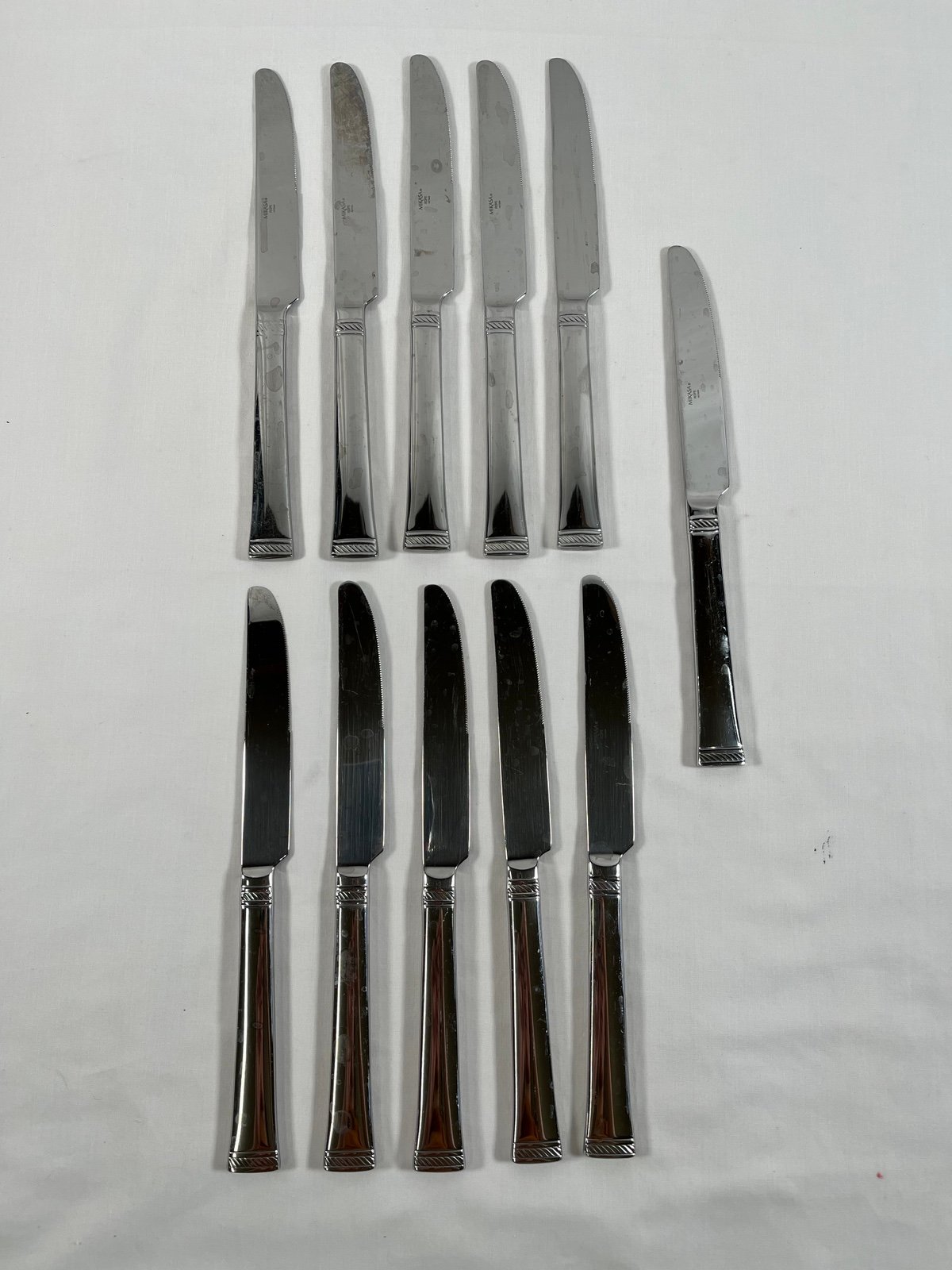 Lot of 11 Mikasa ROPE Stainless Steel Steak Knife Flatware #21 READ