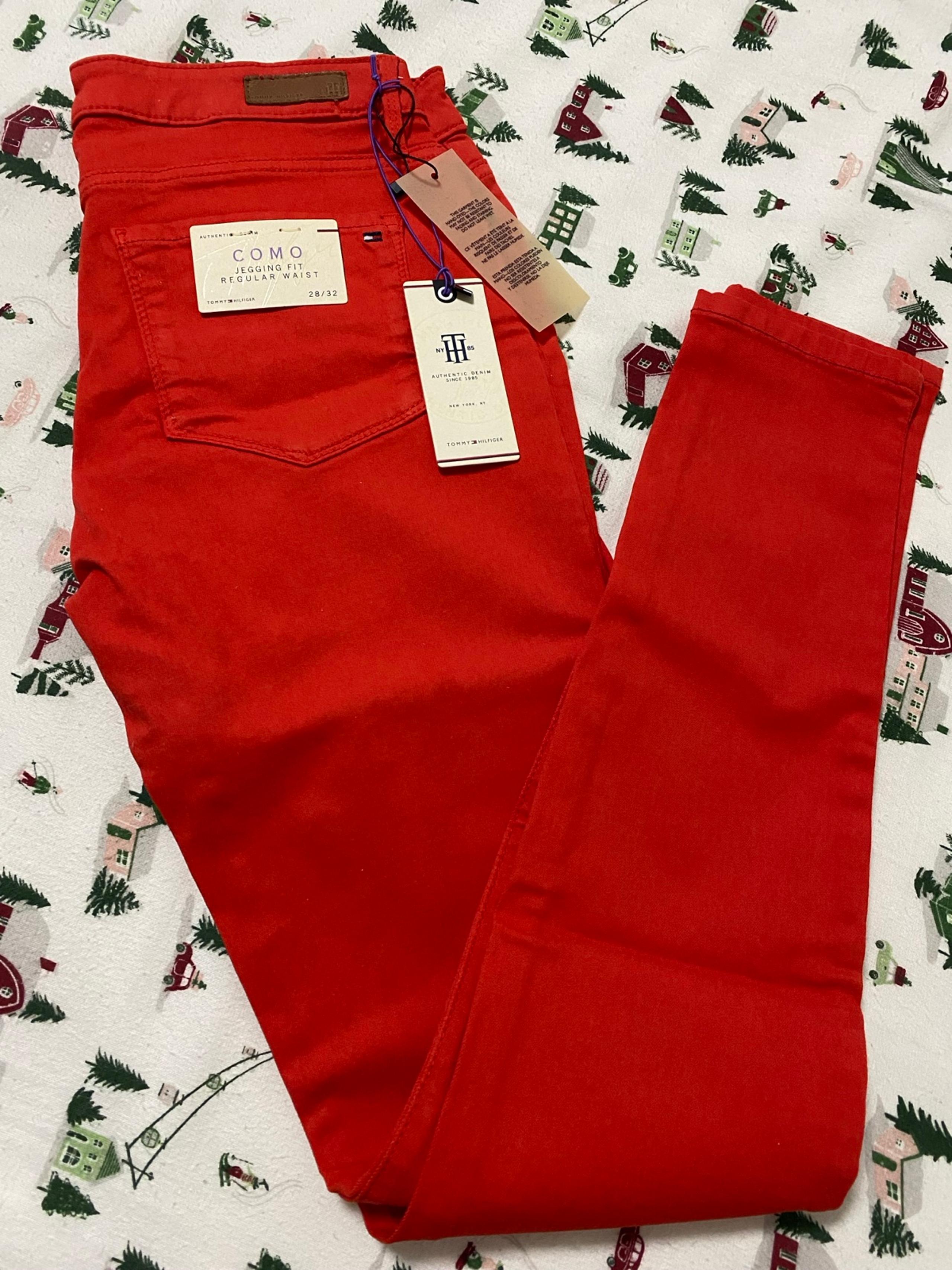 Tommy Hilfiger Jeans Womens Como Jegging Fit Regular Waist 28/32 Red Pants