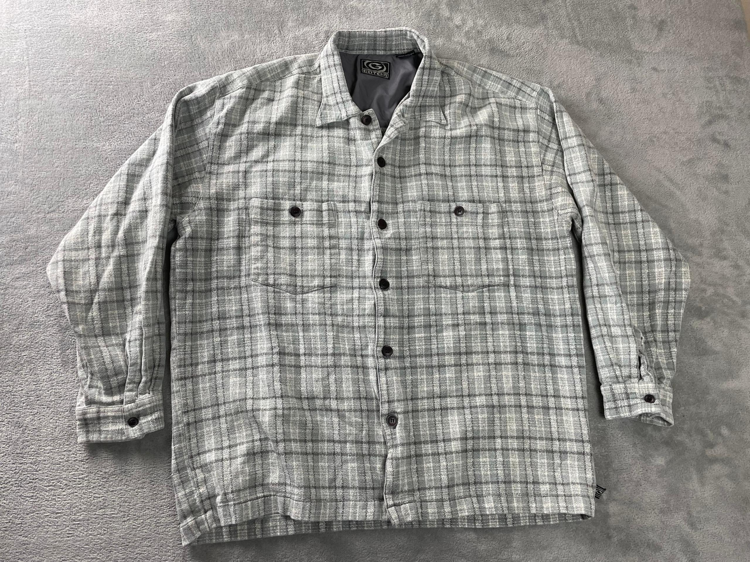 Vintage Gotcha Long Sleeve Button Shirt Mens L / M Shorter Sleeves Plaid Skater