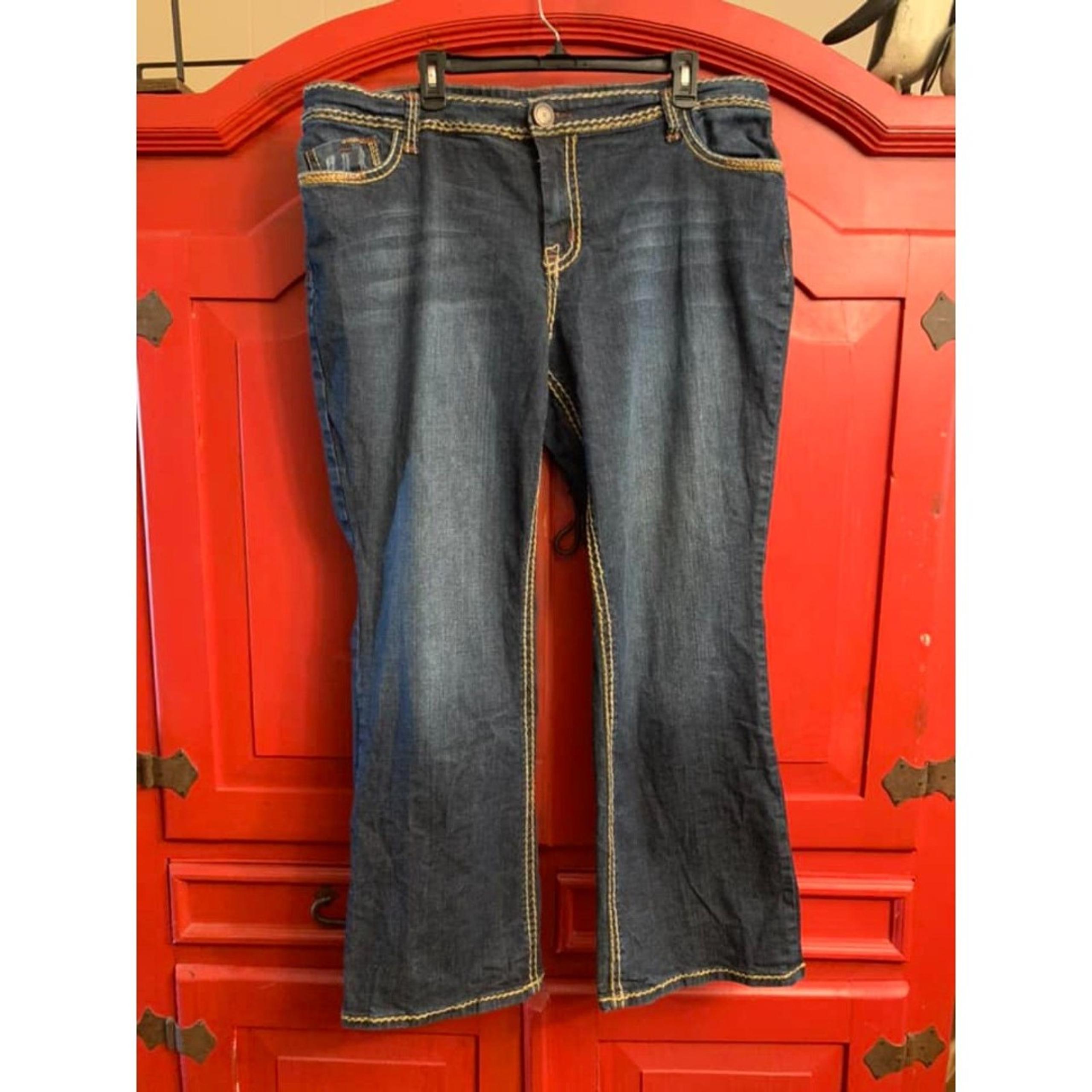 Zana Di Size 20 (READ DESCRIPTION) Flare Denim Jeans Contrast Stitching EUC