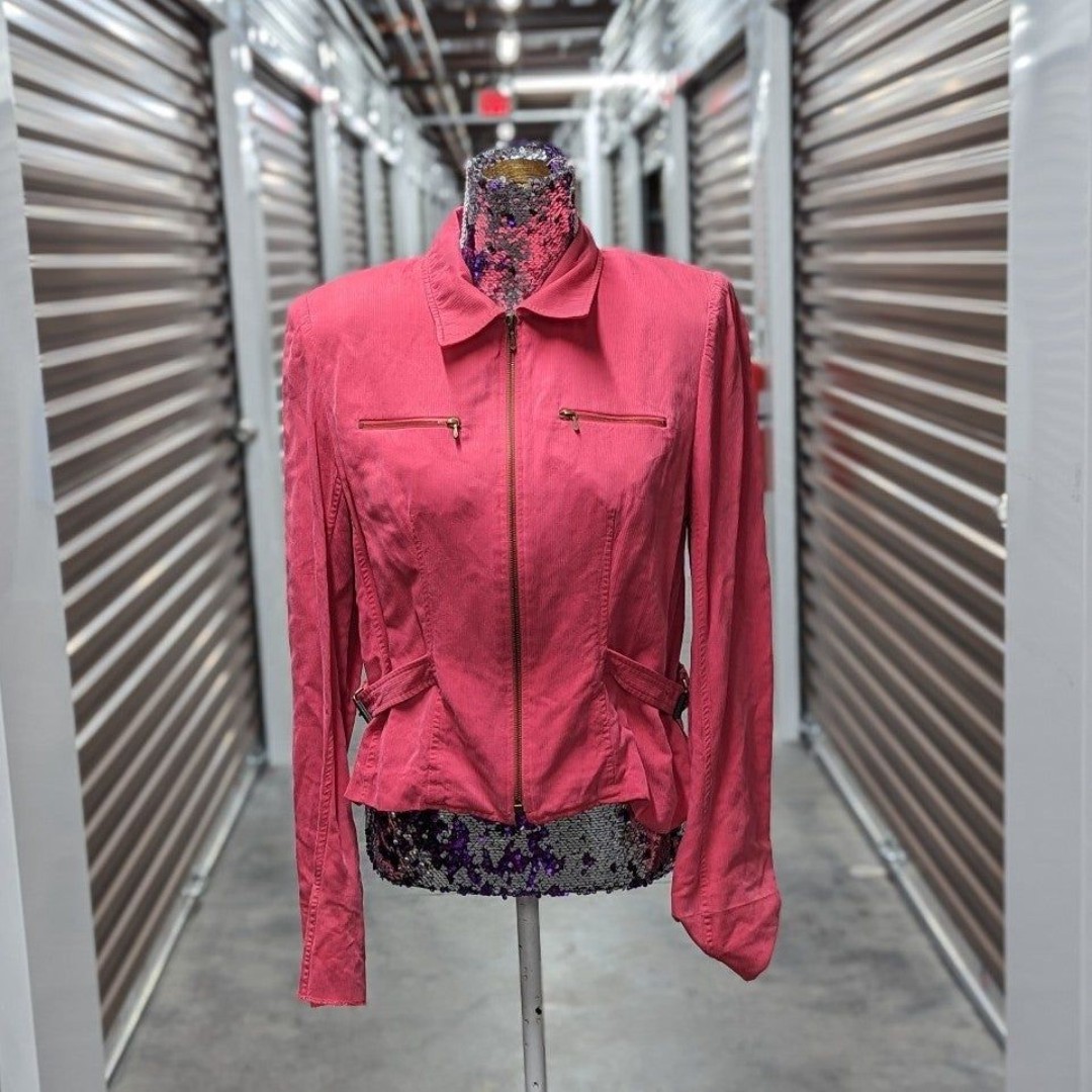 Vintage Carlisle Size 8 Silk Blend Pink Jacket w Brass Zippers