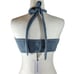 R WeWoreWhat Women's Storm Blue Wide Rib Stretch Tie Halter Bra Top NWT Size S