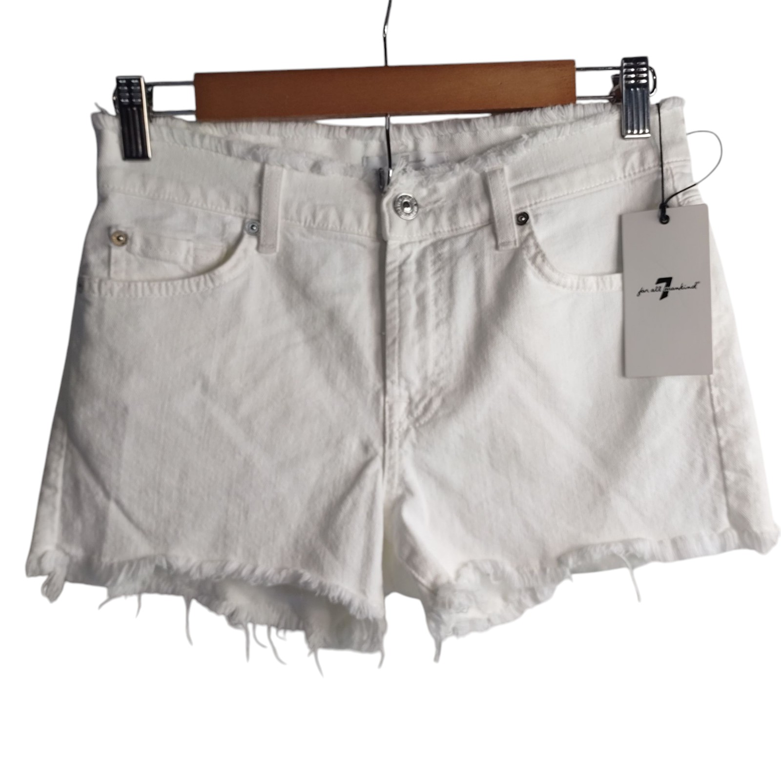 7 FOR ALL MANKIND Women's White Cut Off Pockets Shorts Size 25 (US2) NWT