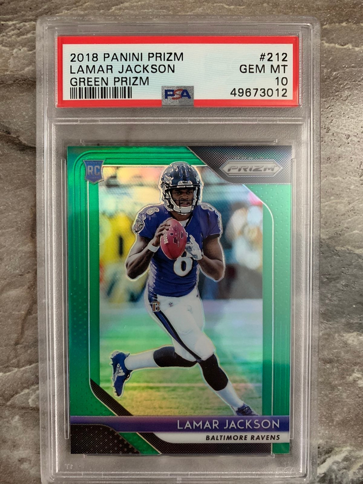 Lamar Jackson Green Prizm RC - PSA 10