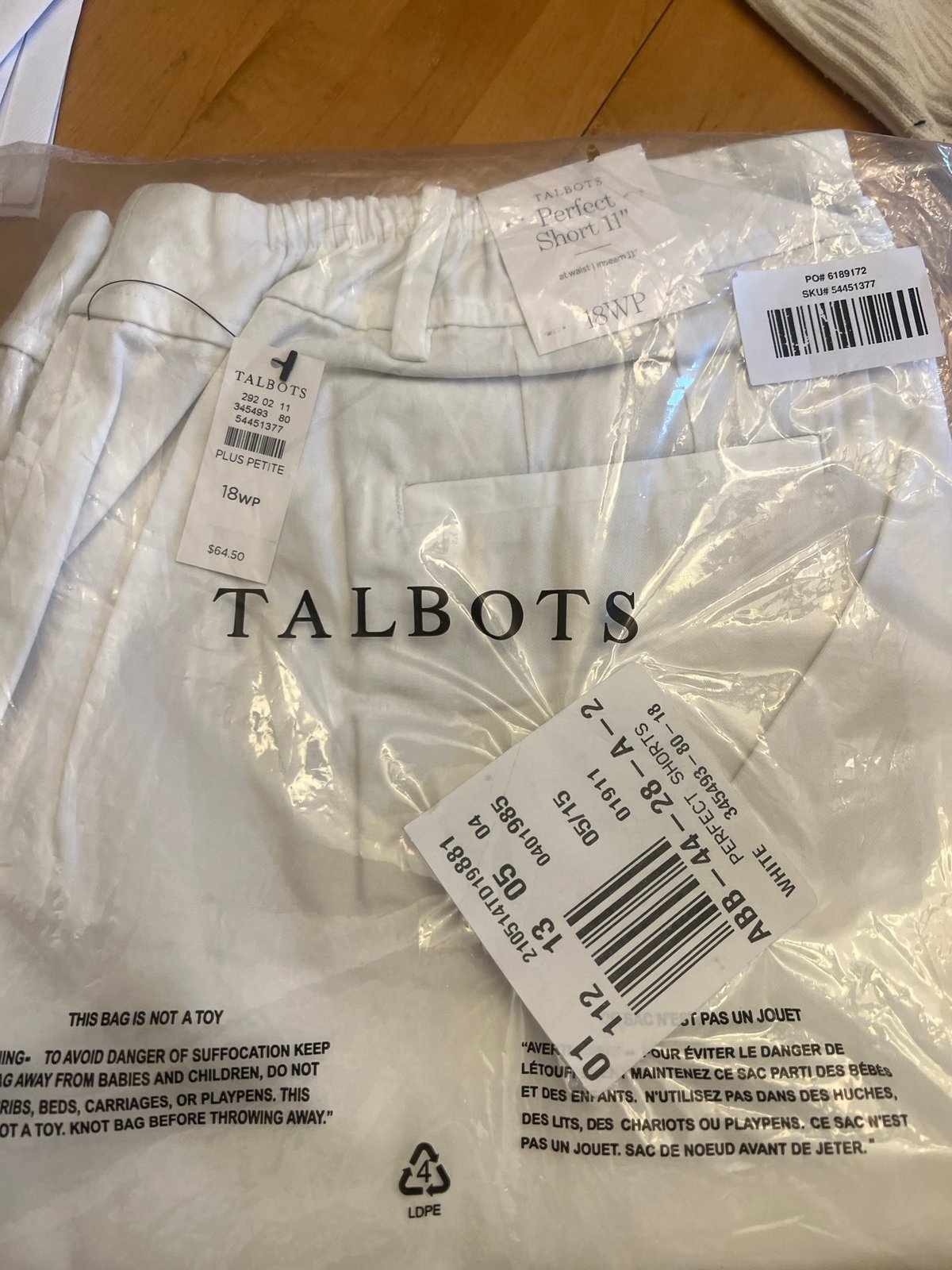 New Talbots white shorts size 18WP