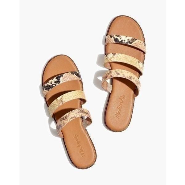 Madewell The Ilana Slide Sandal in Snake Embossed Leather Size 8
