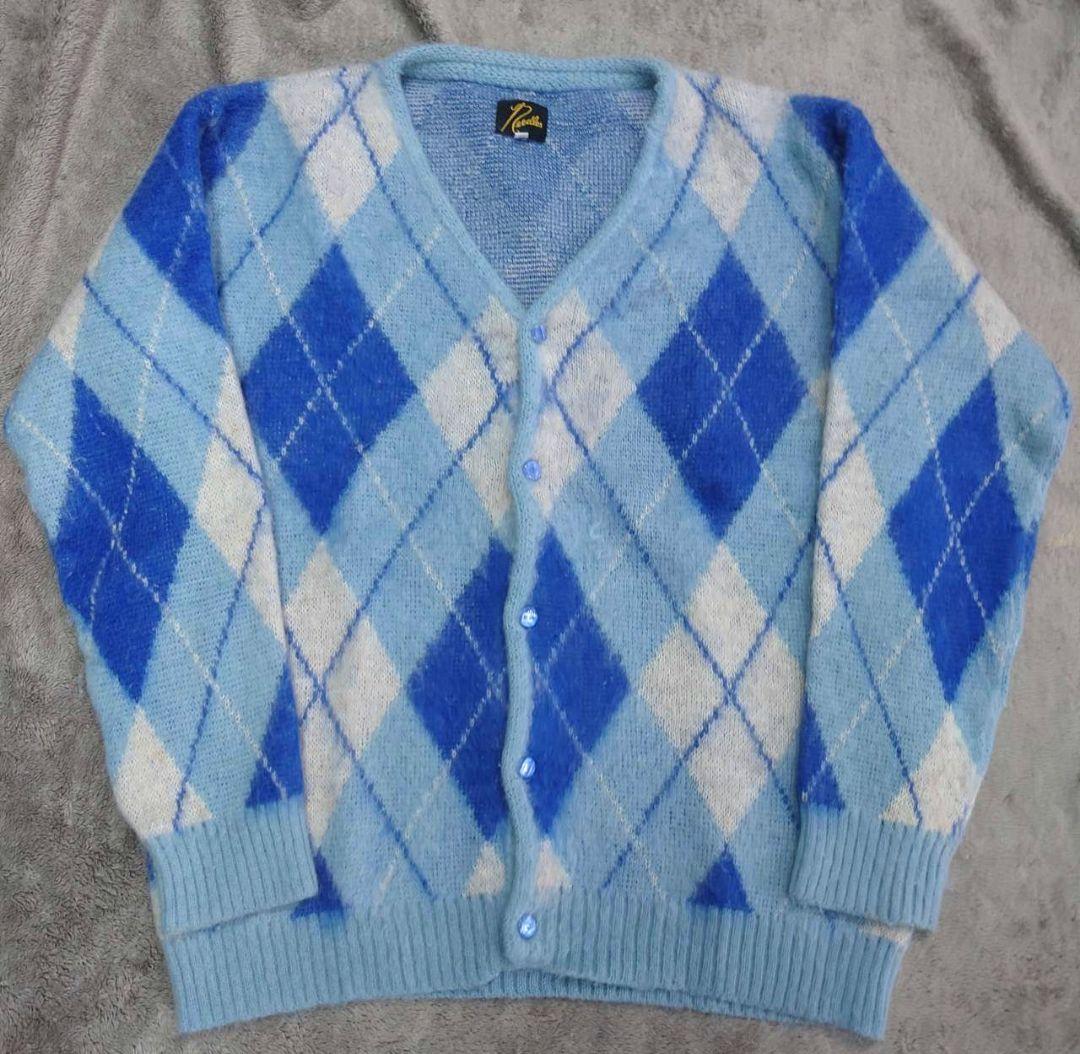 NEEDLES Mohair Cardigan Needles Argyle Cardigan Light Blue Blue