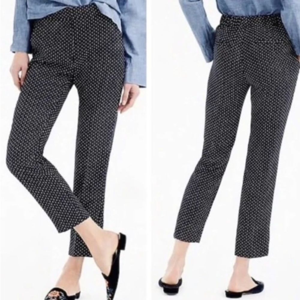 J Crew Easy Pant 0 Foulard Print Cropped Ankle H6527 Navy Blue Elastic Waist