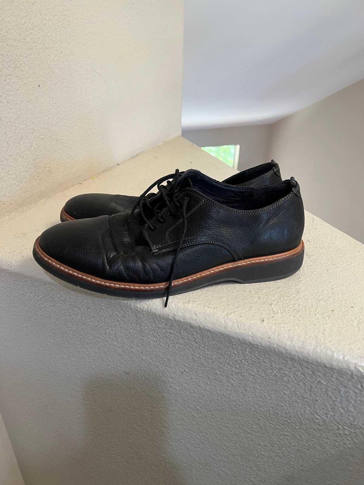 Cole Haan Briscoe Men Oxford Black Leather Lace Up Wingtip Dress Shoes 10.5