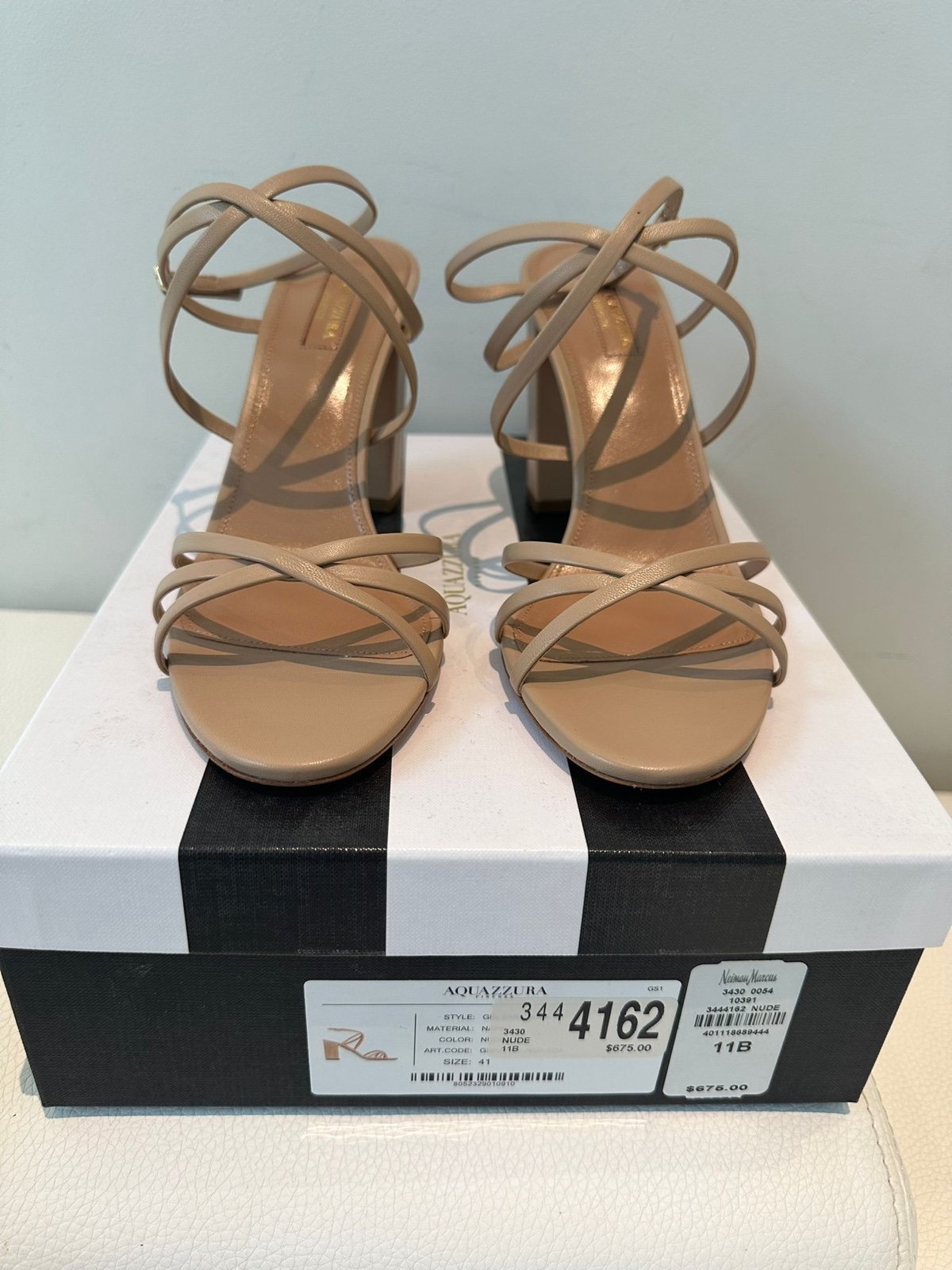 NWT Aquazzura Gin 85mm Napa Leather Sandals