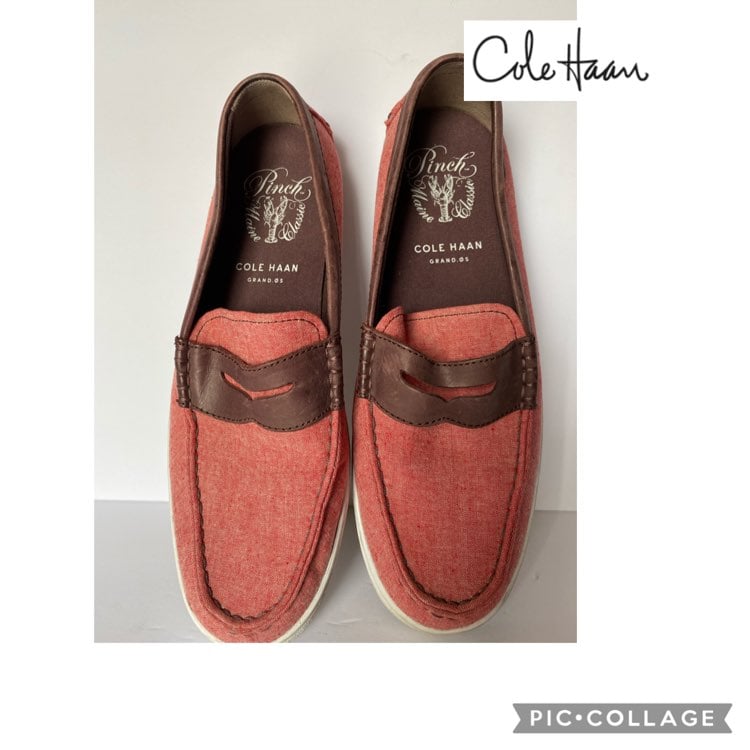 Cole Haan size 10 1/2 penny loafers fabric/leather