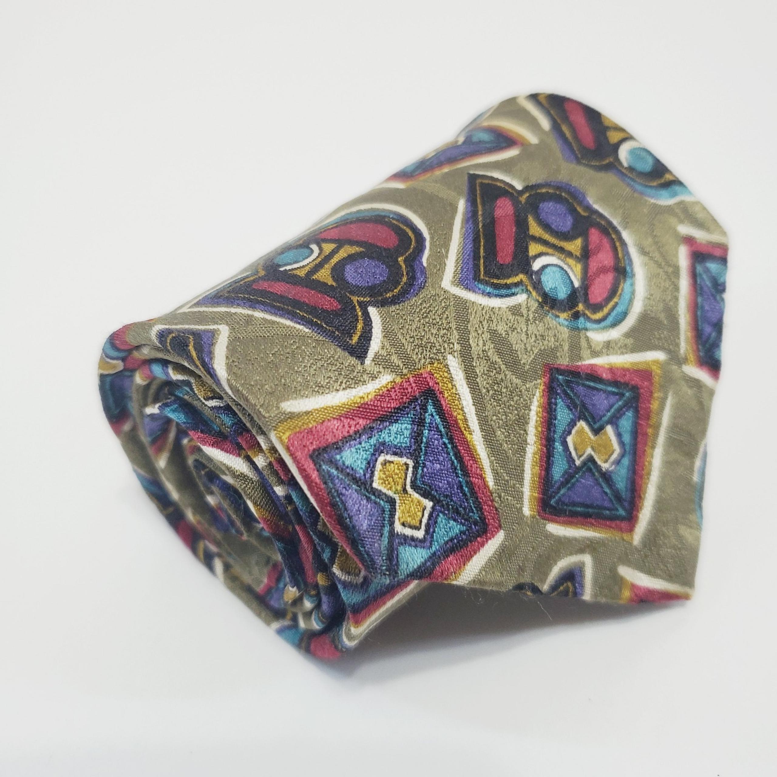 Cezani Necktie 
Multicolor Geometric Pattern 
Men's Silk Neck Tie 
61x3.75"