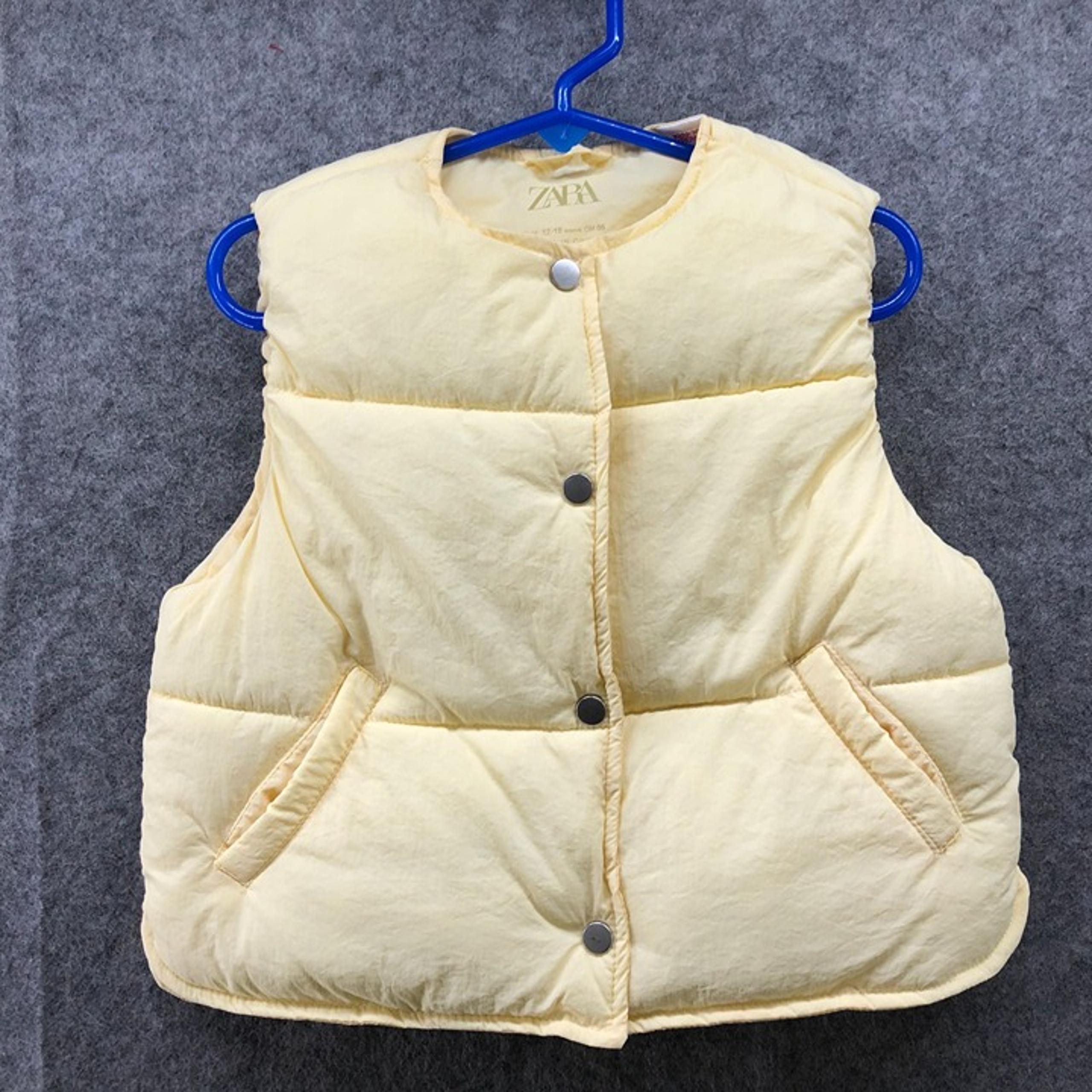Zara Baby 12-18M Puffer Vest Yellow Snap Button Chore Outdoor Lightweight Girl