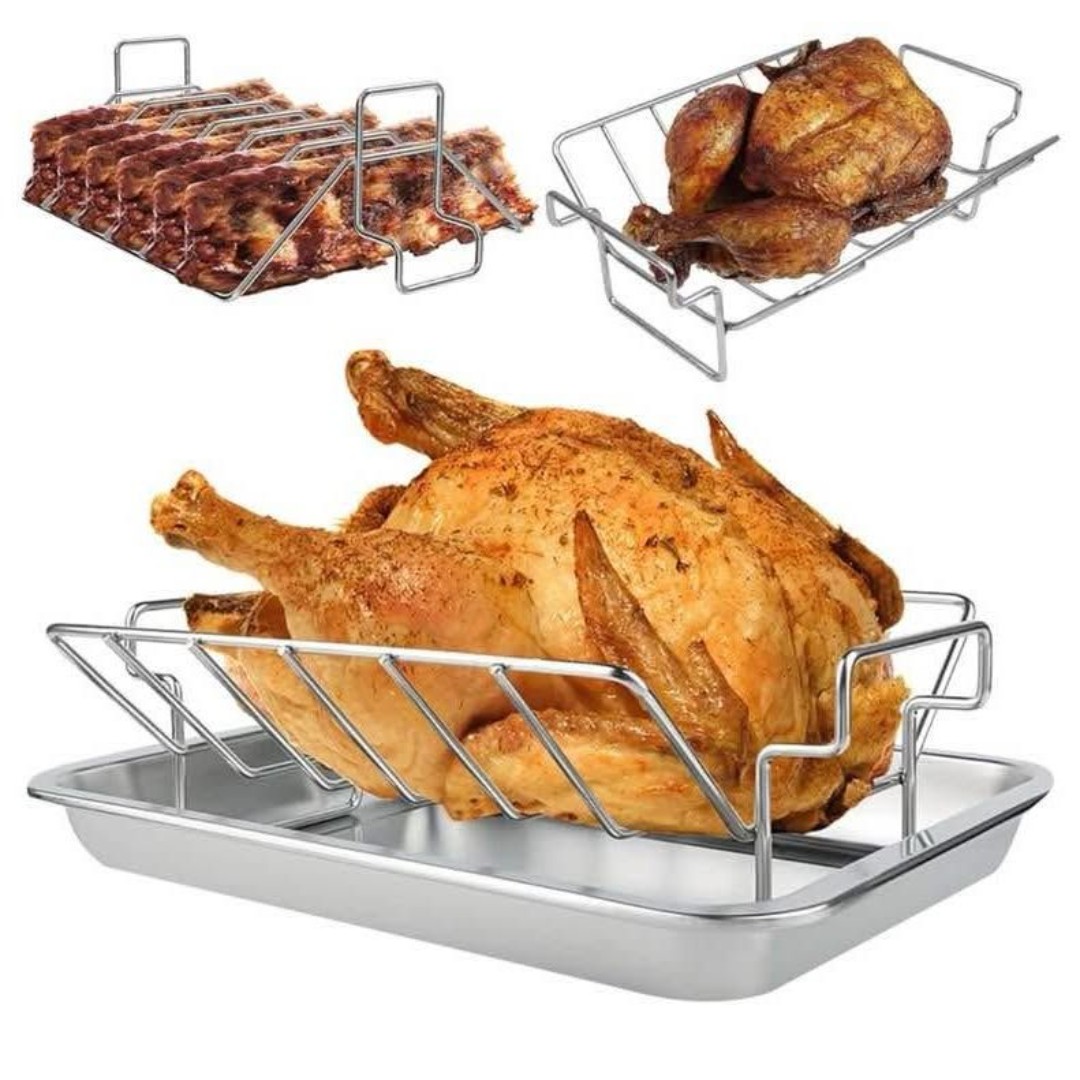 KEESHA Turkey Roasting RackStainless Steel V Rack for Roasting 13''x11''