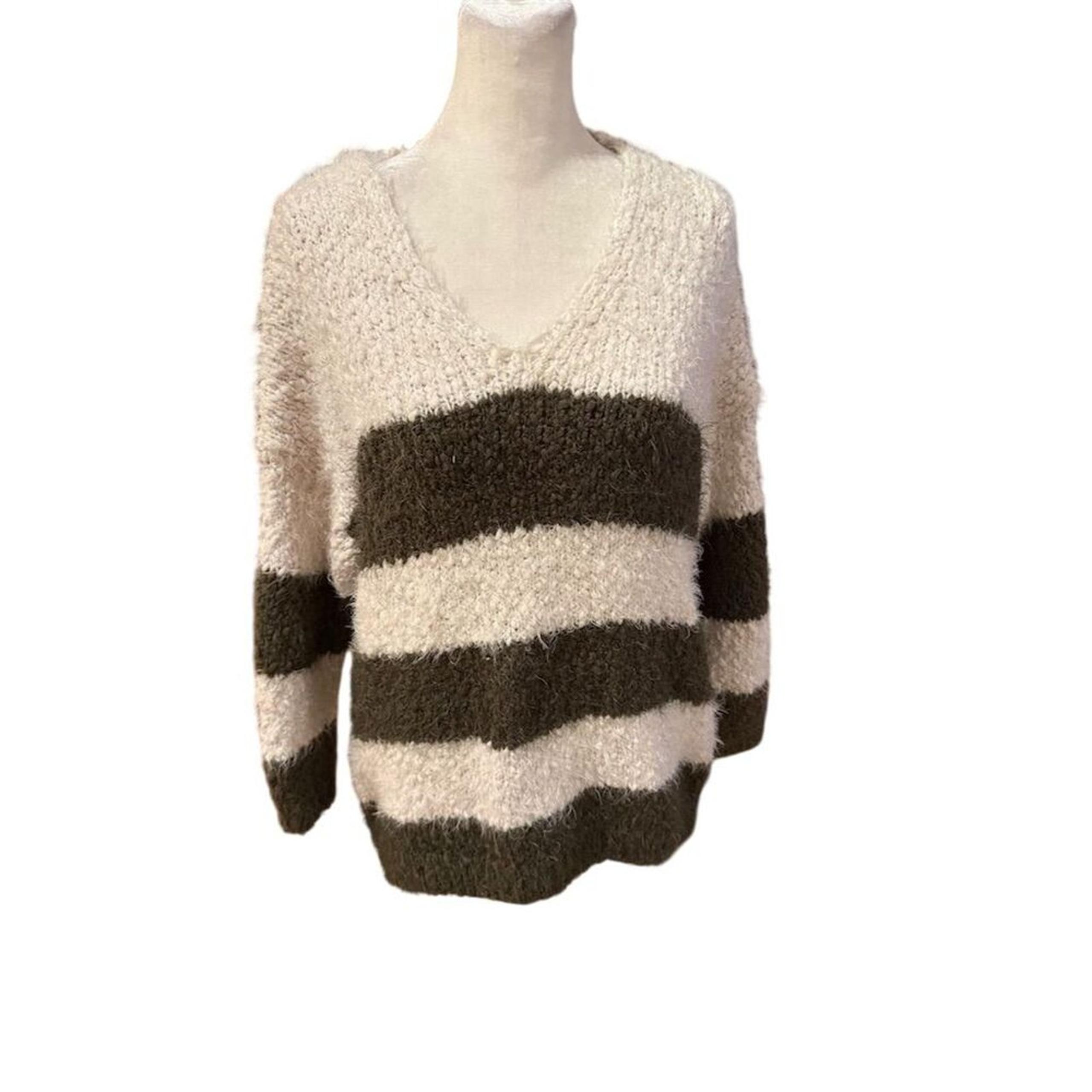 Altar'd State Women's Striped V-Neck Pullover Sweater S Multicolor