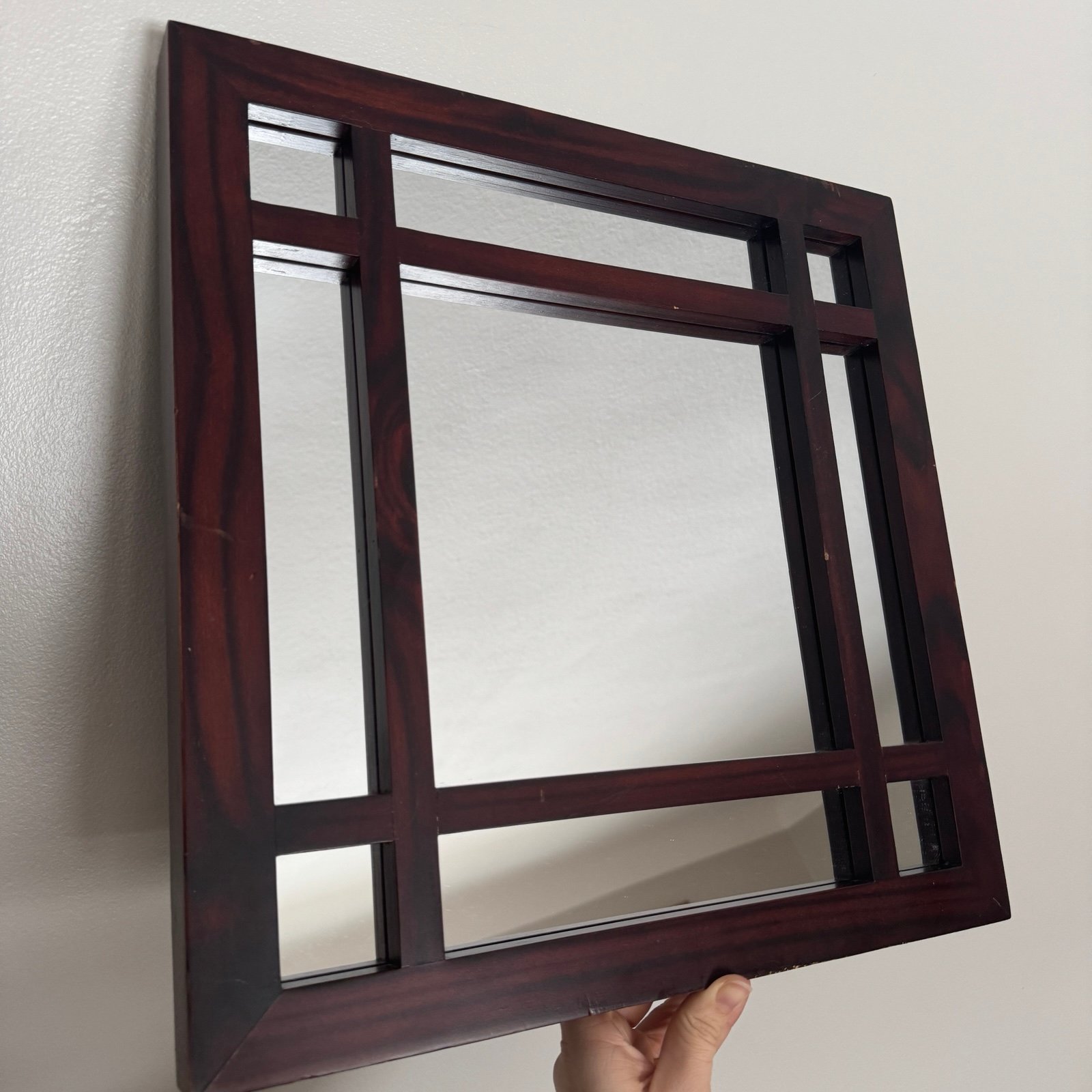 Mahogany Accent Mirror 16.5in Square