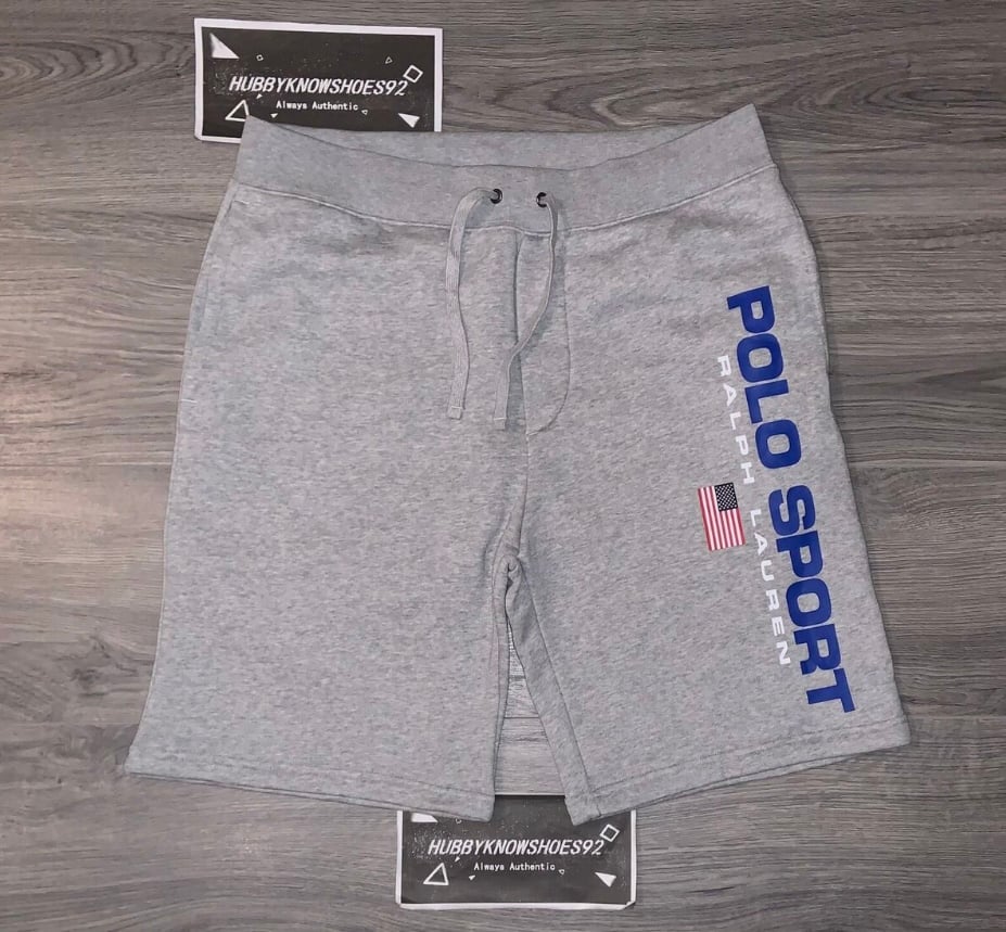 POLO RALPH LAUREN Men's Grey 8-Inch Polo Sport Graphic Fleece Shorts Size Medium