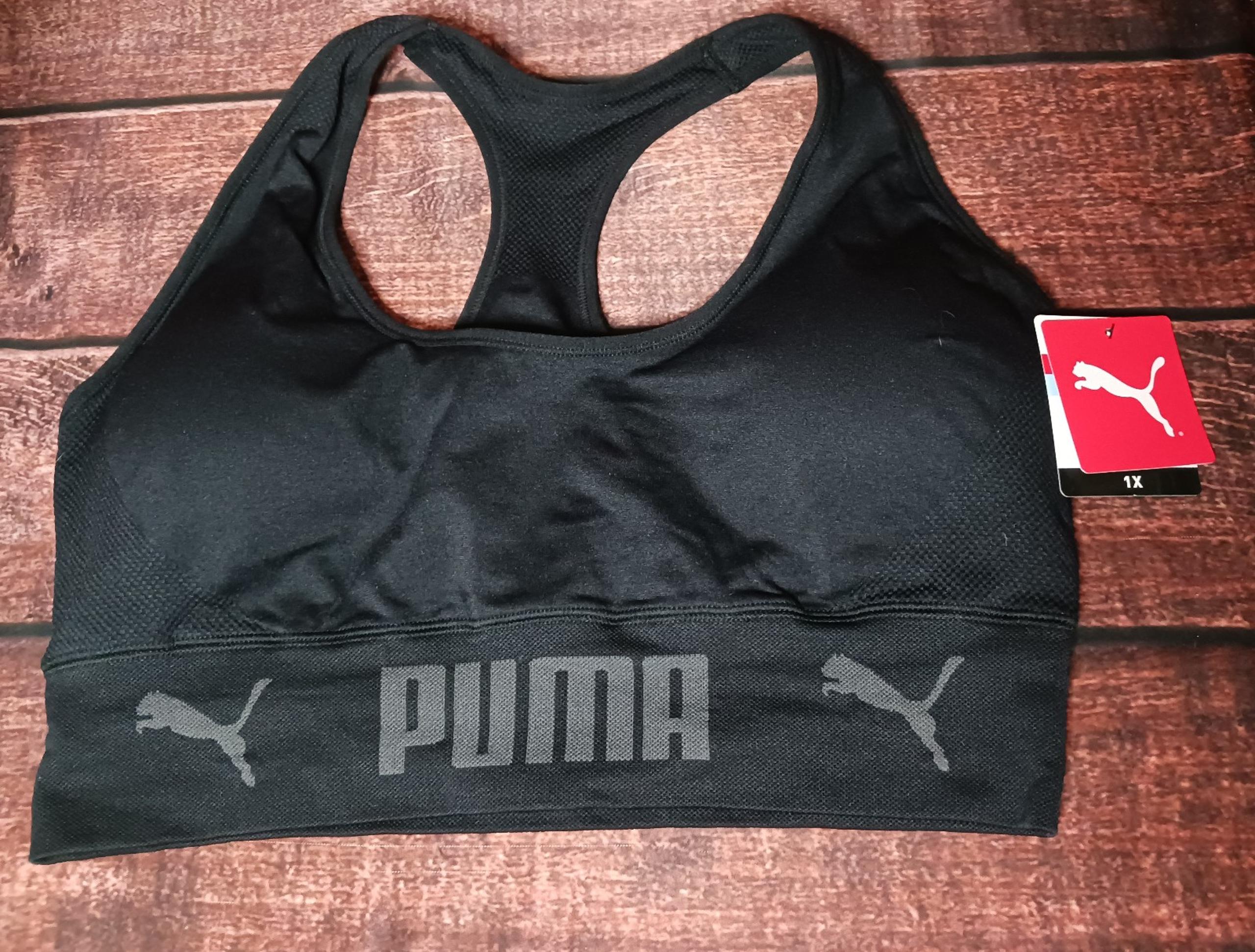 Black Puma Sports Bra Women's Size 1XL Racerback Padded NWT