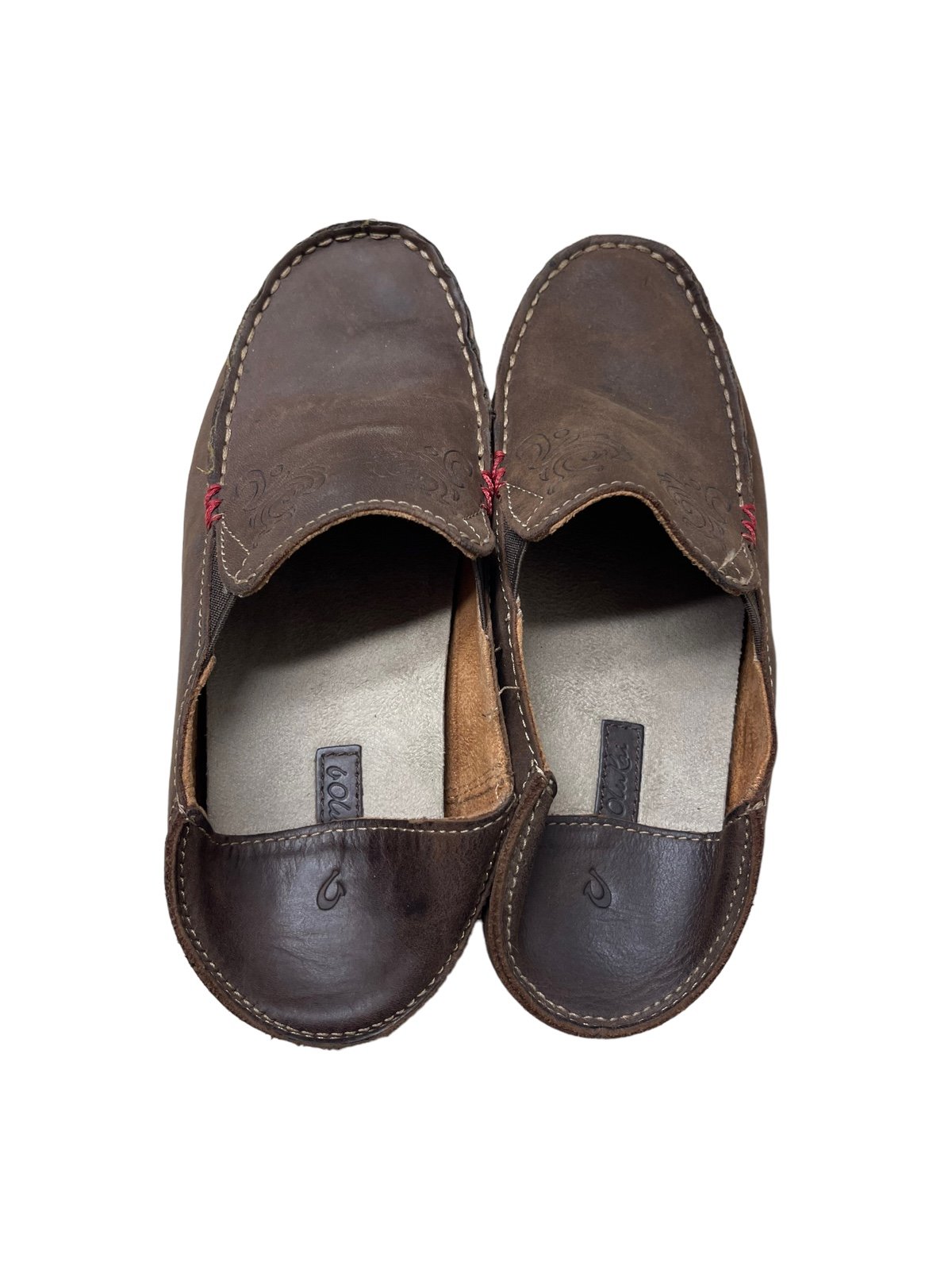Olukai Nohea Nubuck Slip On Loafer Shoes Comfort Brown Leather Womens Size 6