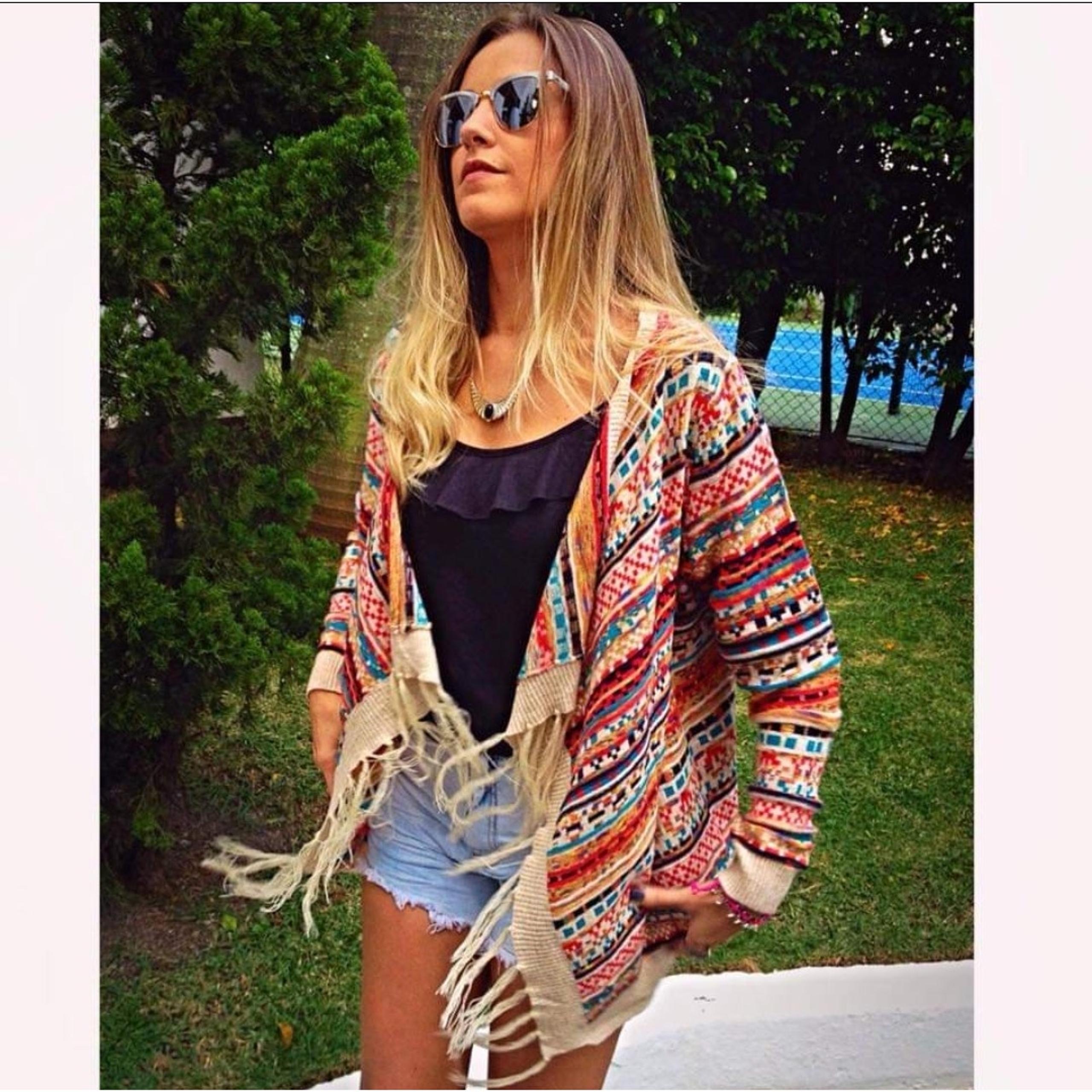 YA Los Angeles Bohemian Aztec Cotton Blend Fringe Cardigan One Size Gypsy Boho