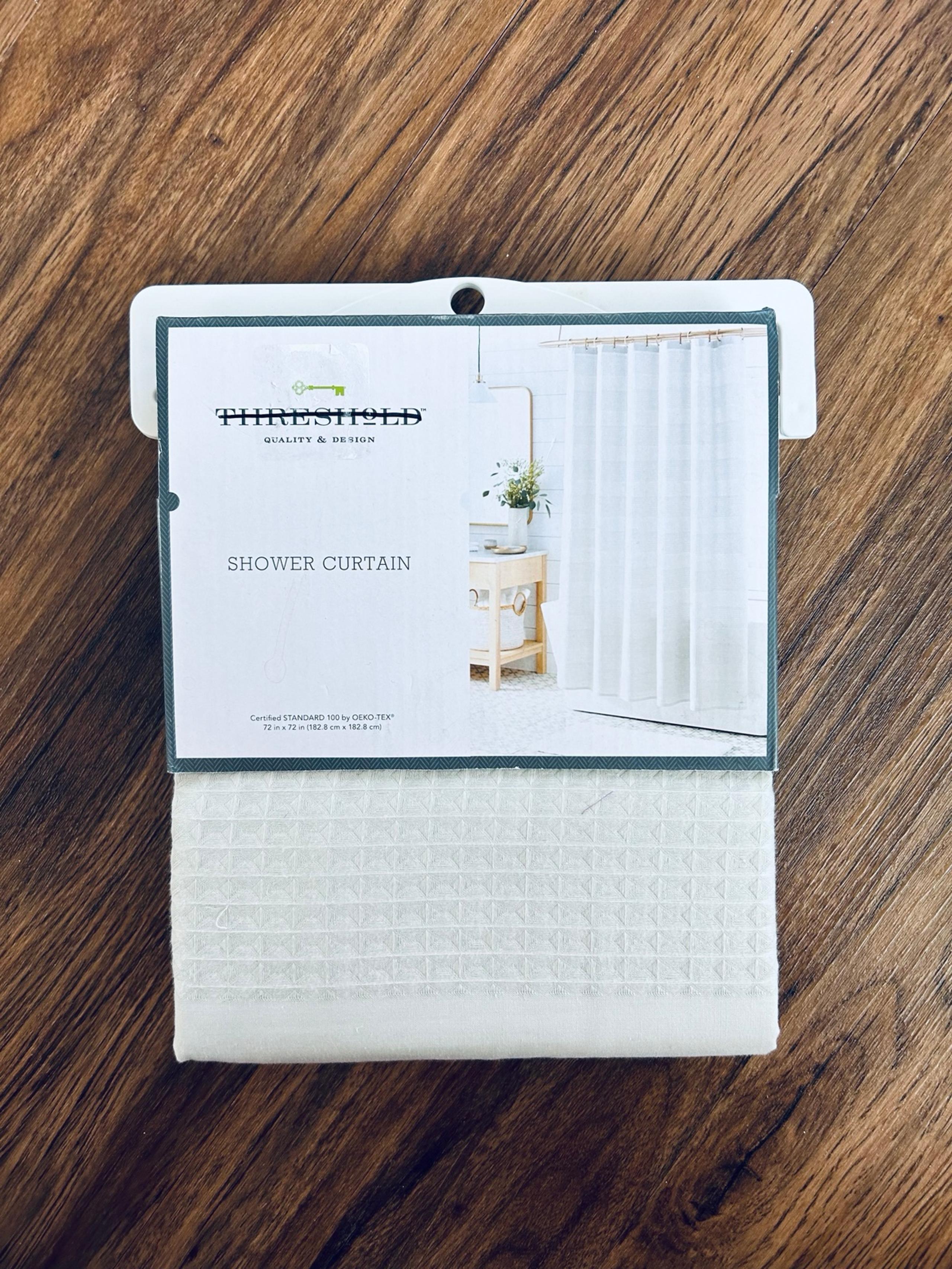 Threshold Gray Waffle Shower Curtain- NWT