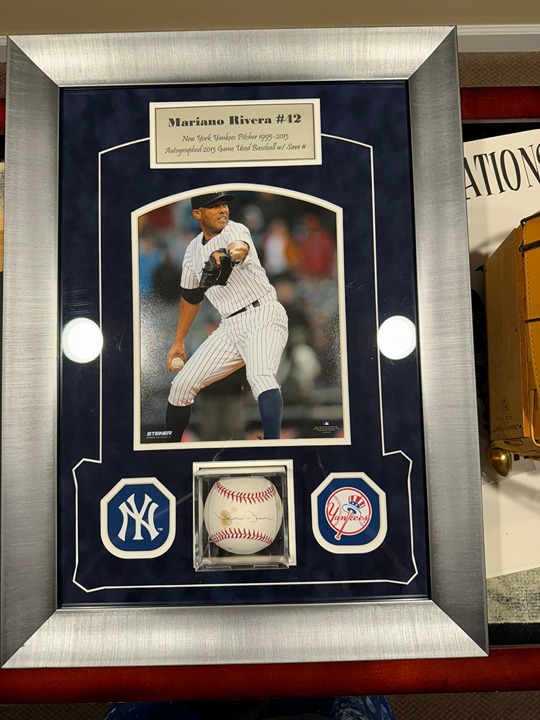 Mariano Rivera shadowbox frame with autographed baseball Steiner Certified