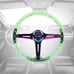 NEW TRD Universal 6-Hole 350mm Deep Dish Green Crystal Bubble Steering Wheel