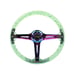 NEW TRD Universal 6-Hole 350mm Deep Dish Green Crystal Bubble Steering Wheel