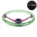 NEW TRD Universal 6-Hole 350mm Deep Dish Green Crystal Bubble Steering Wheel