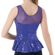 WEISSMAN Balera Dance Costume purple sequin peplum TOP MA medium adult 8/10