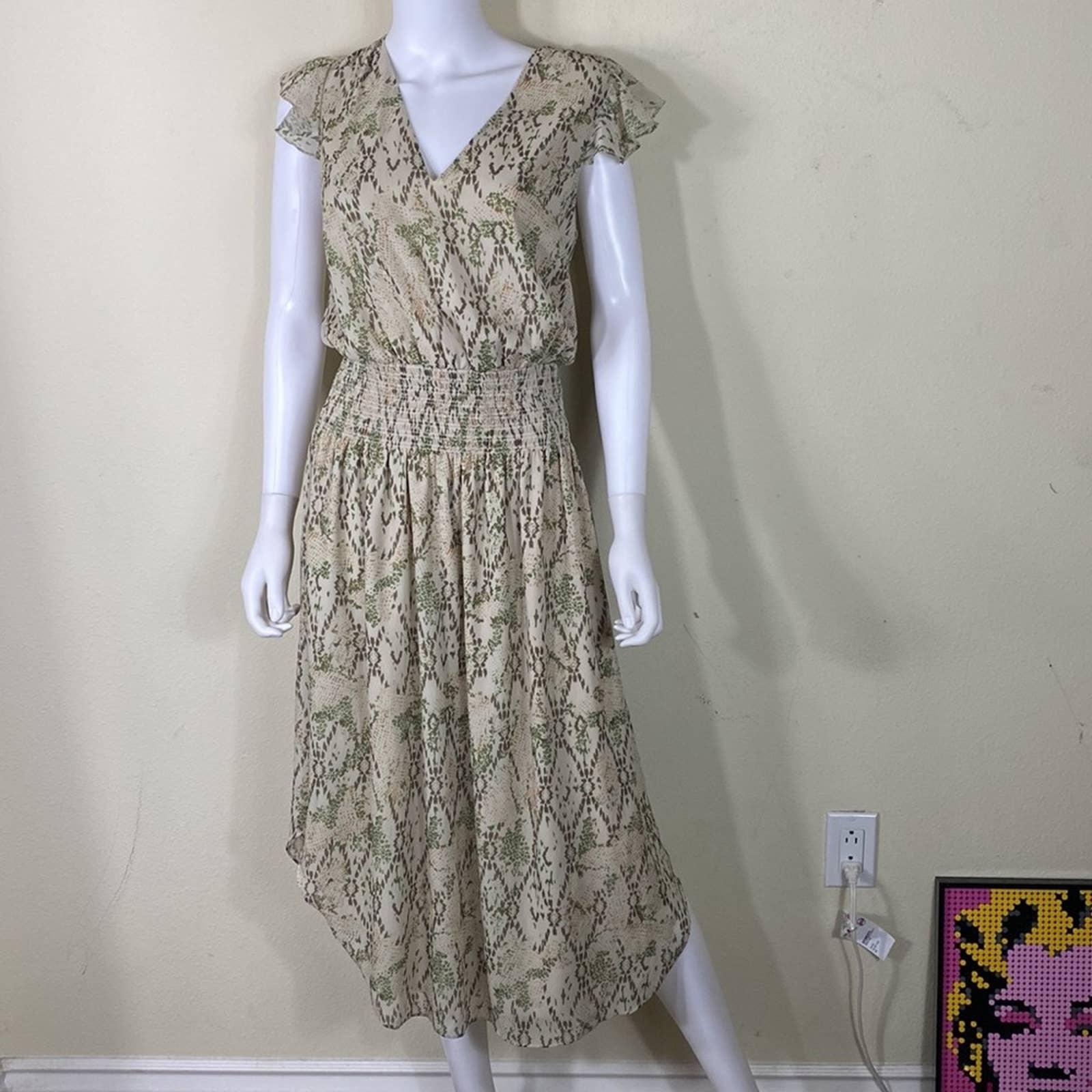 Ramy Brook Green - Reina Printed Casual Maxi Dress. Size S.