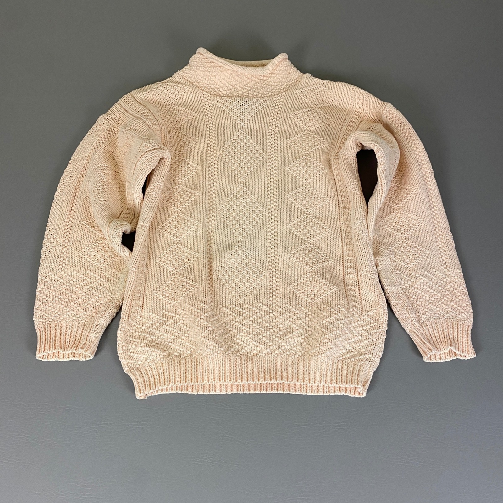 Vintage The Limited Womens Sweater 12 Pink Fisherman Knit Mock Neck Made in USA