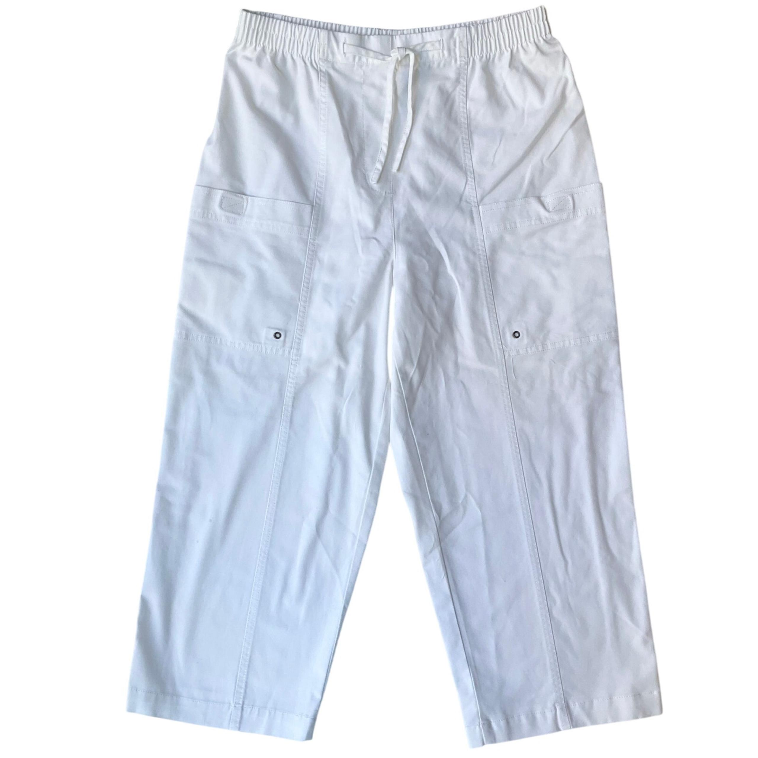 Allison Daley Women Elastic Waist Casual Crop Pant size 10, White