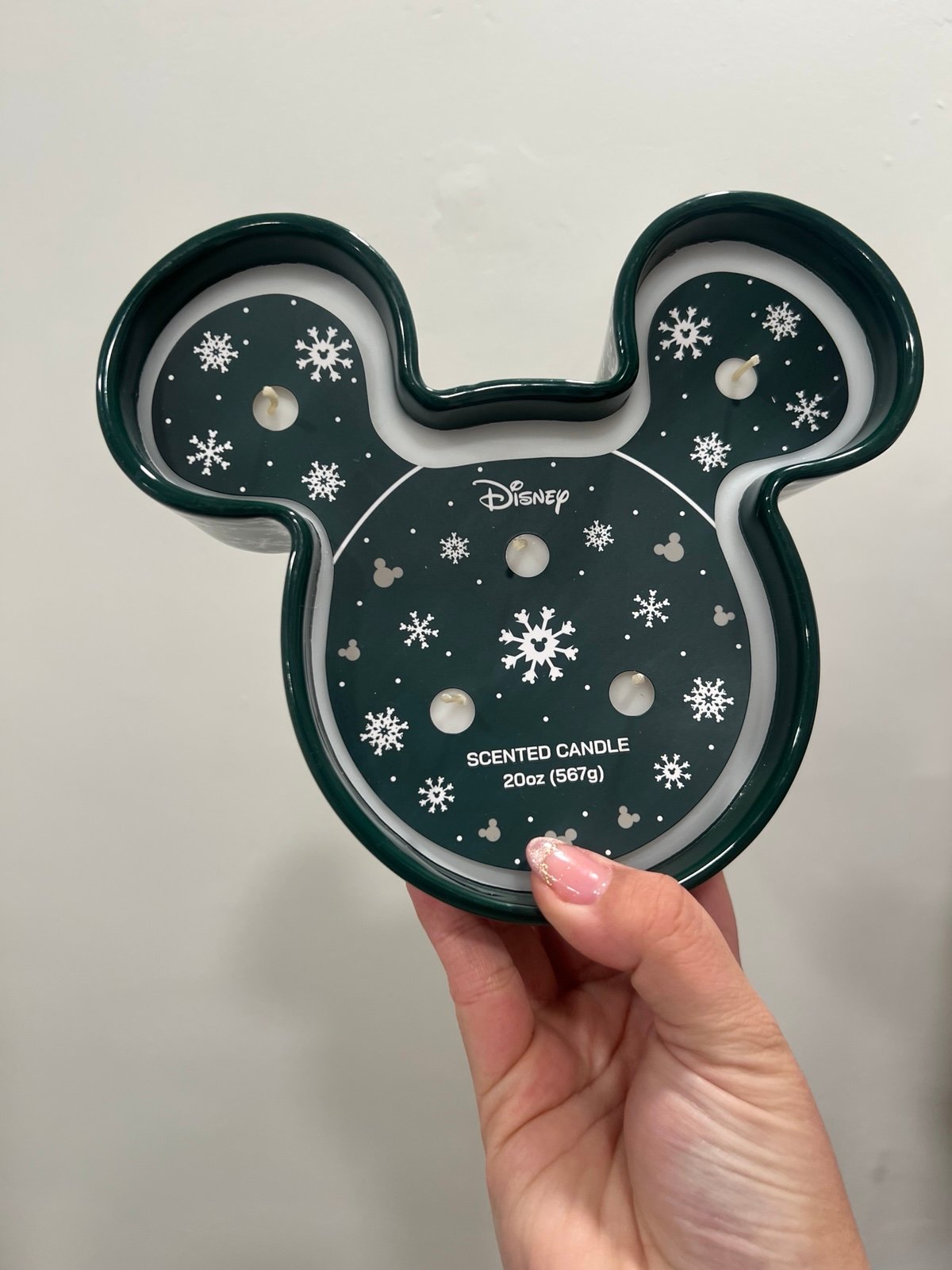 Disney Mickey Mouse Christmas Candle Holiday Candle Green White Gift