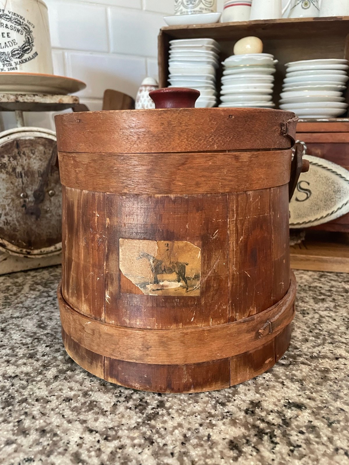 Vintage firkin wooden bucket