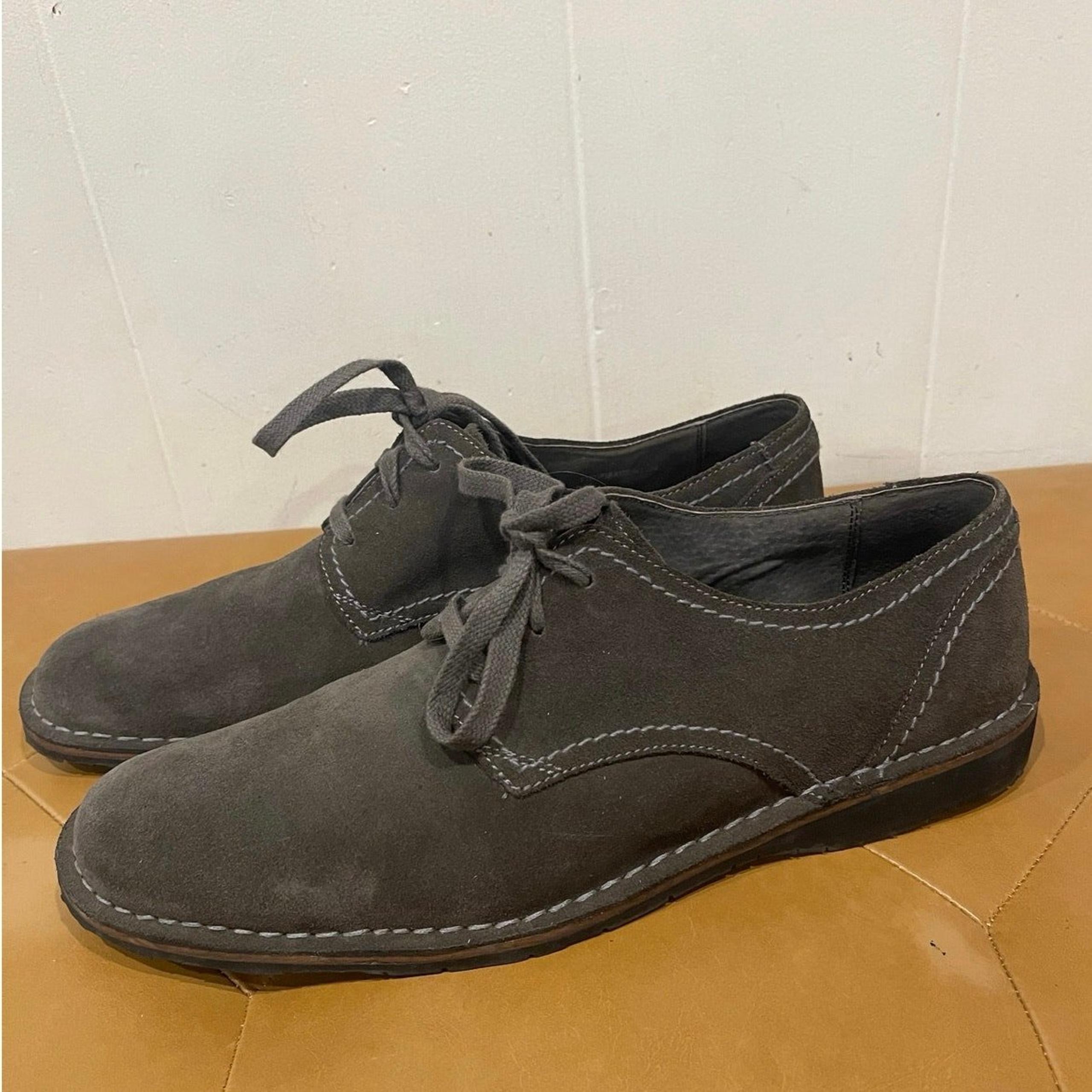 John Varvatos Lace-Up Oxford Shoes Mens Size 12M Gray Suede Leather Plain Toe