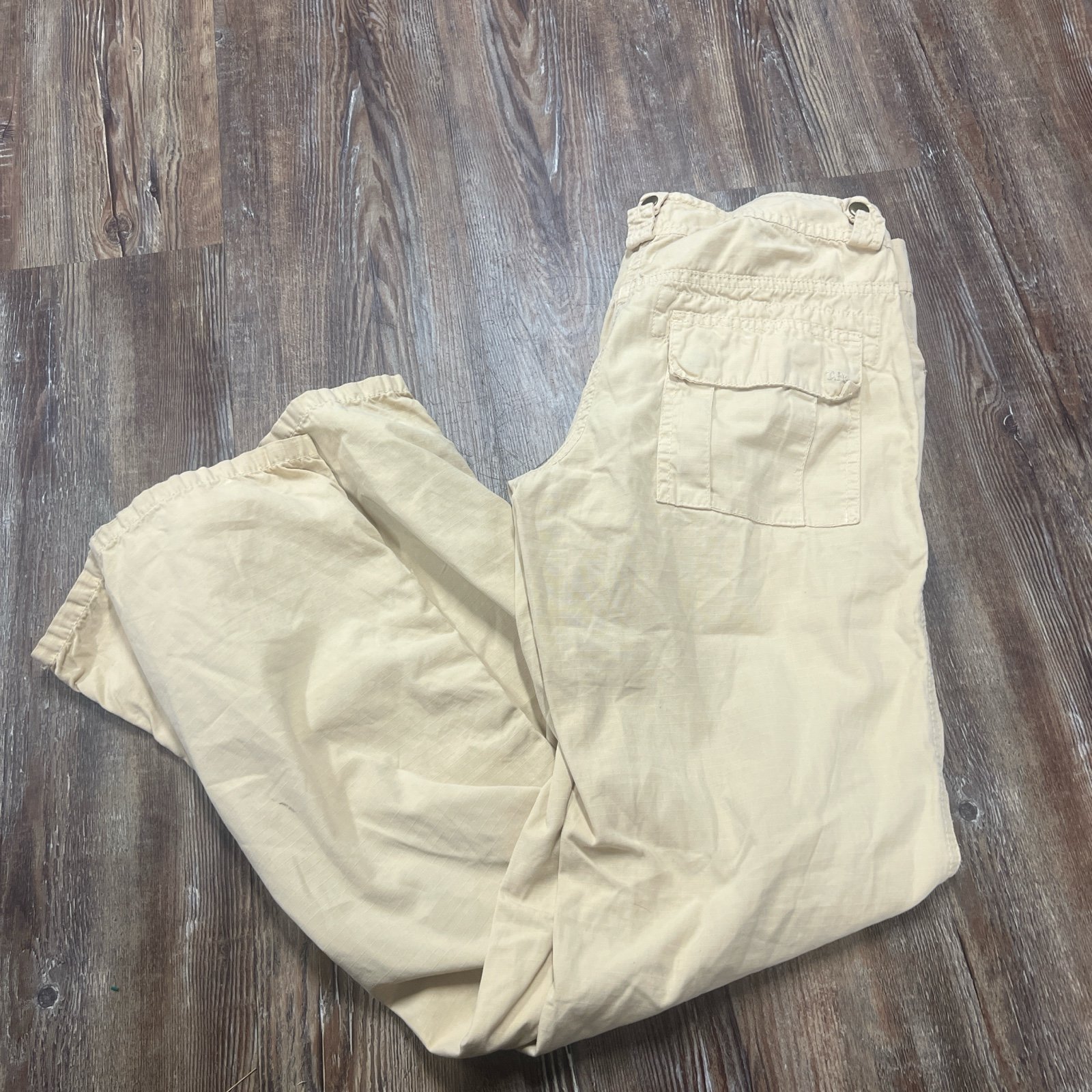 Cream vintage low rise Y2K Tommy Hilfiger cargo pants with multiple pockets
