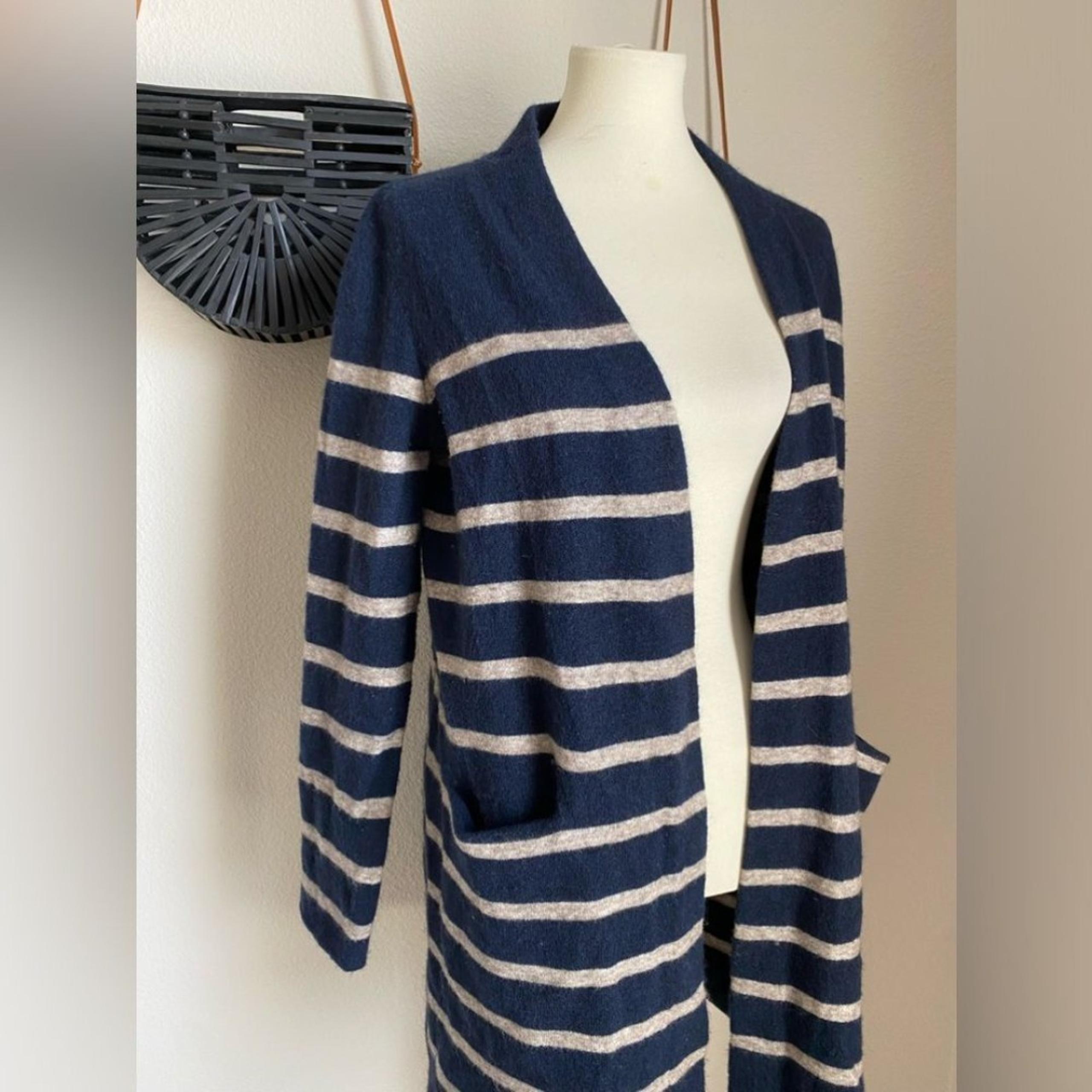 Jenni Kayne Yak Striped Sweater Coat Cardigan, Size XS
