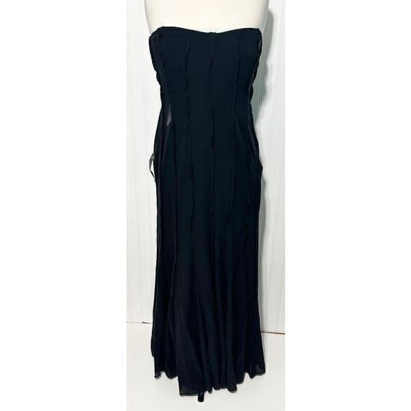 Ann Taylor Exposed Seam Sleeveless Maxi Gown Cocktail Dress Silk Black Size 12