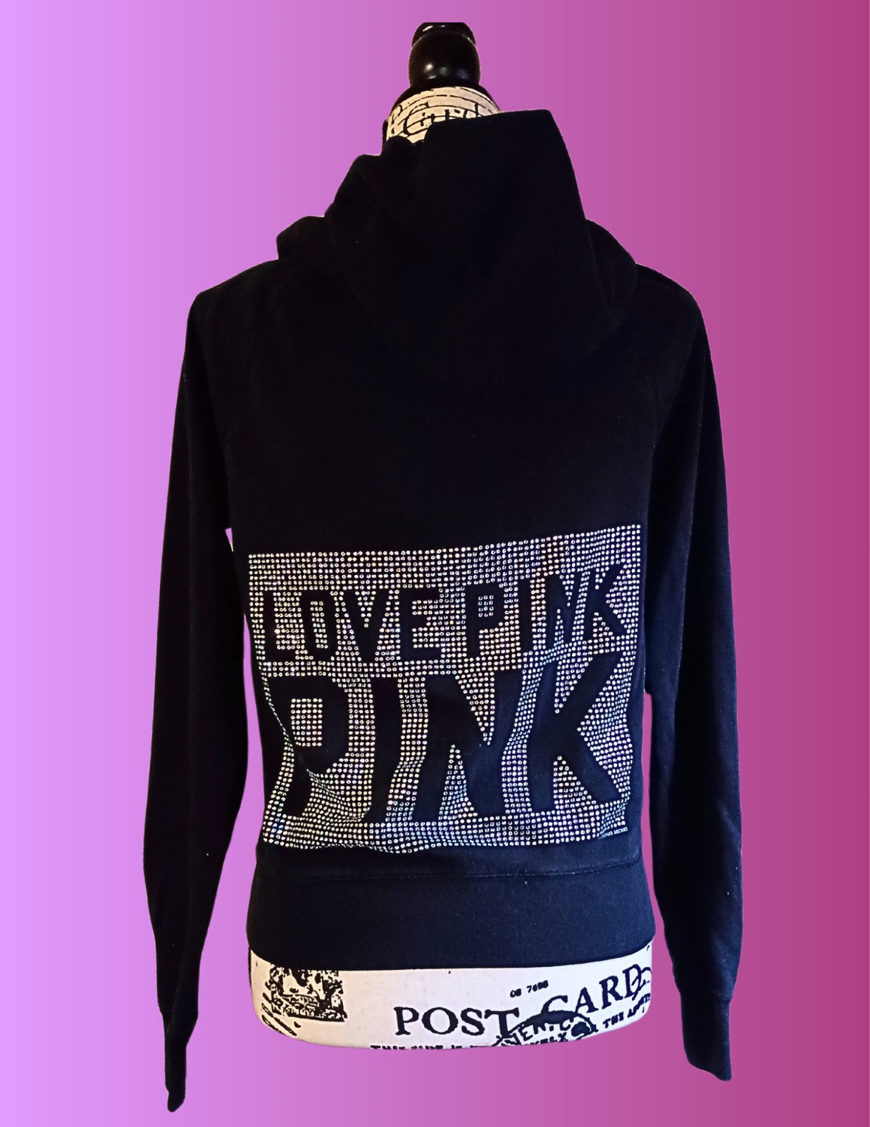 Hoodie victoria's secret love pink small rhinestone zip up