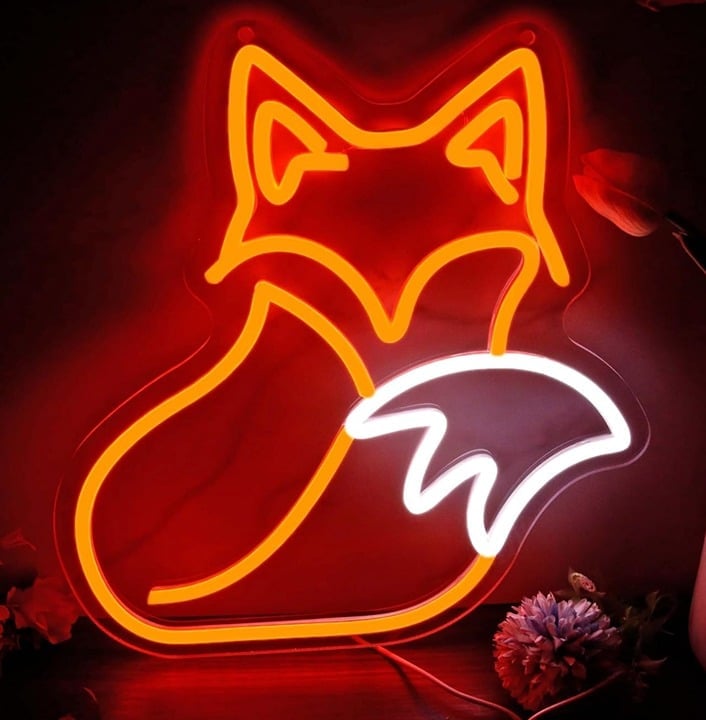 Fun Bright Orange Pointy Ear Fox LED Night Light Room Wall Decoration