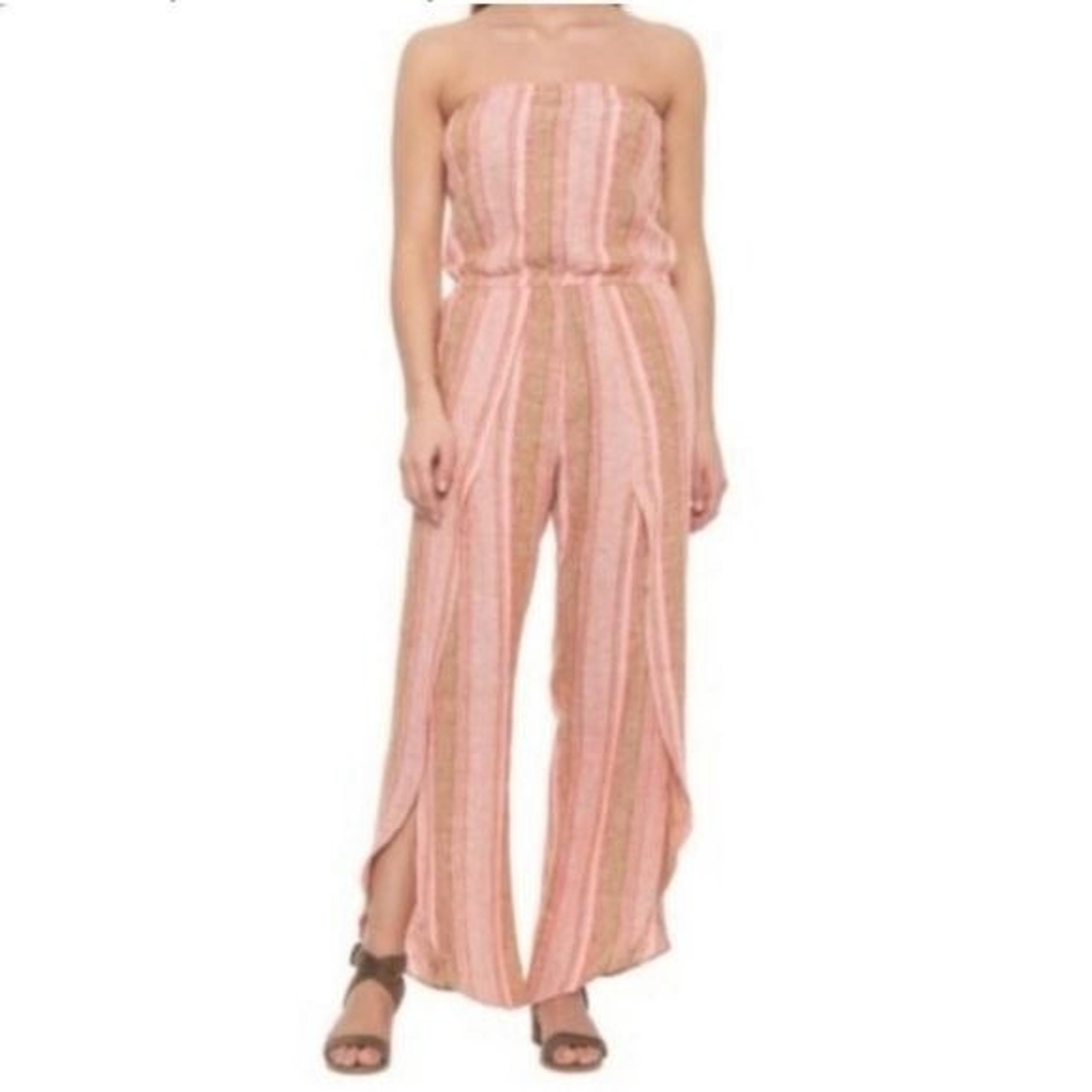 (BOGO FREE) Anthropologie Drew Tulip Hem Jumpsuit Linen Striped Romper Small