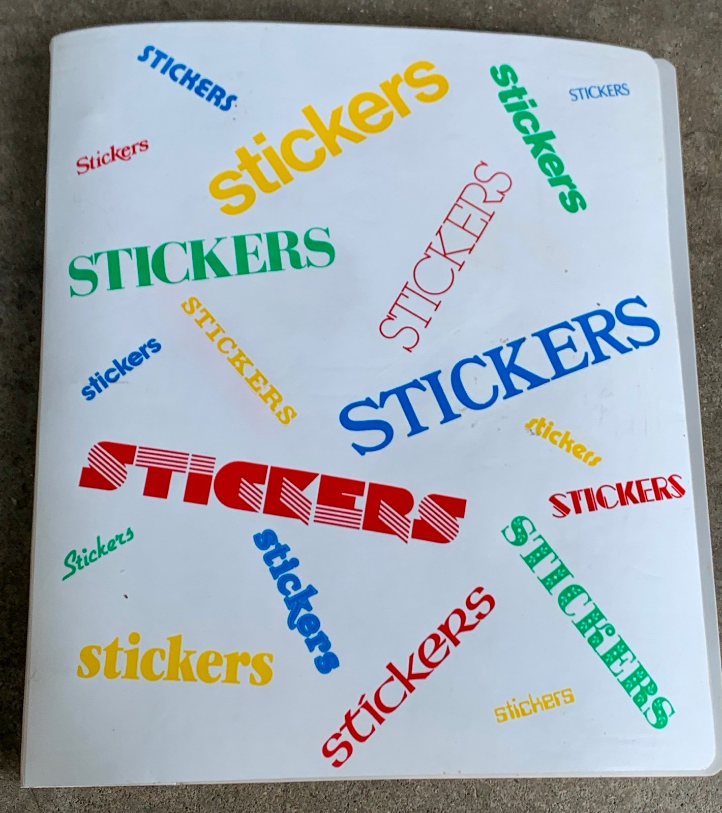 c. 1983 Vtg Hard Plastic 3 Ring Binder Sticker Collection Album